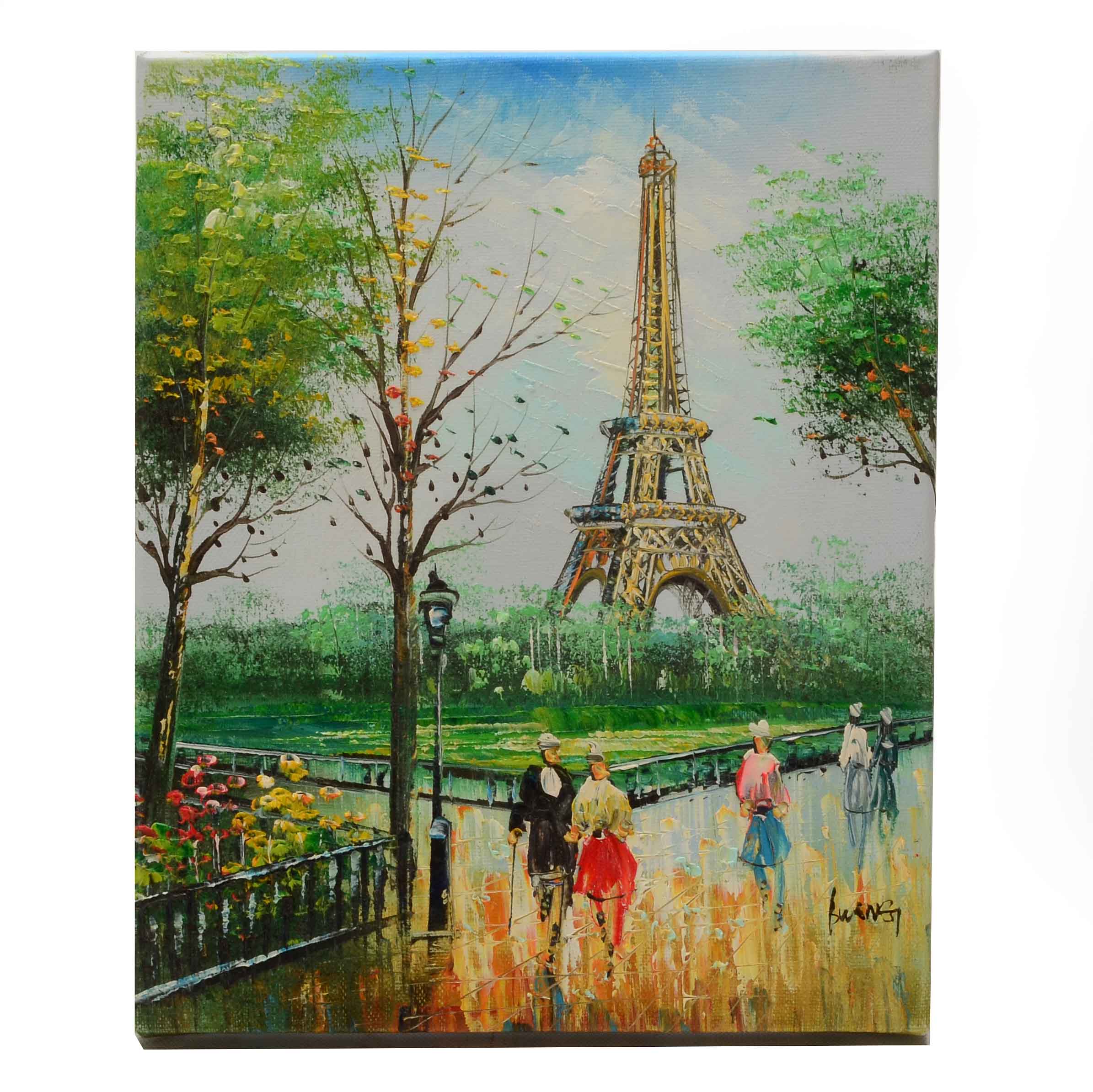 Burns Original Acrylic on Canvas Painting of Paris