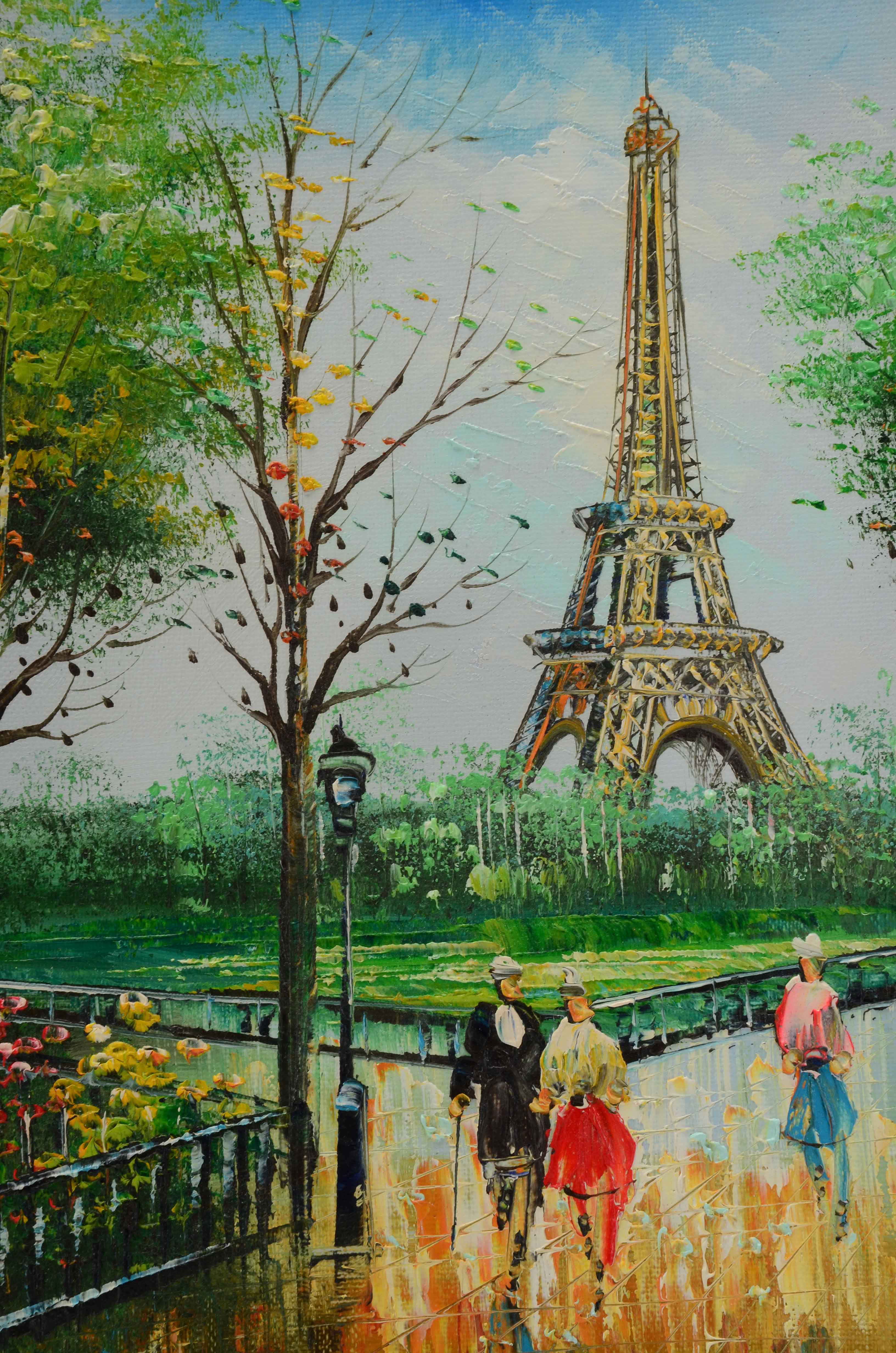 Burns Original Acrylic on Canvas Painting of Paris