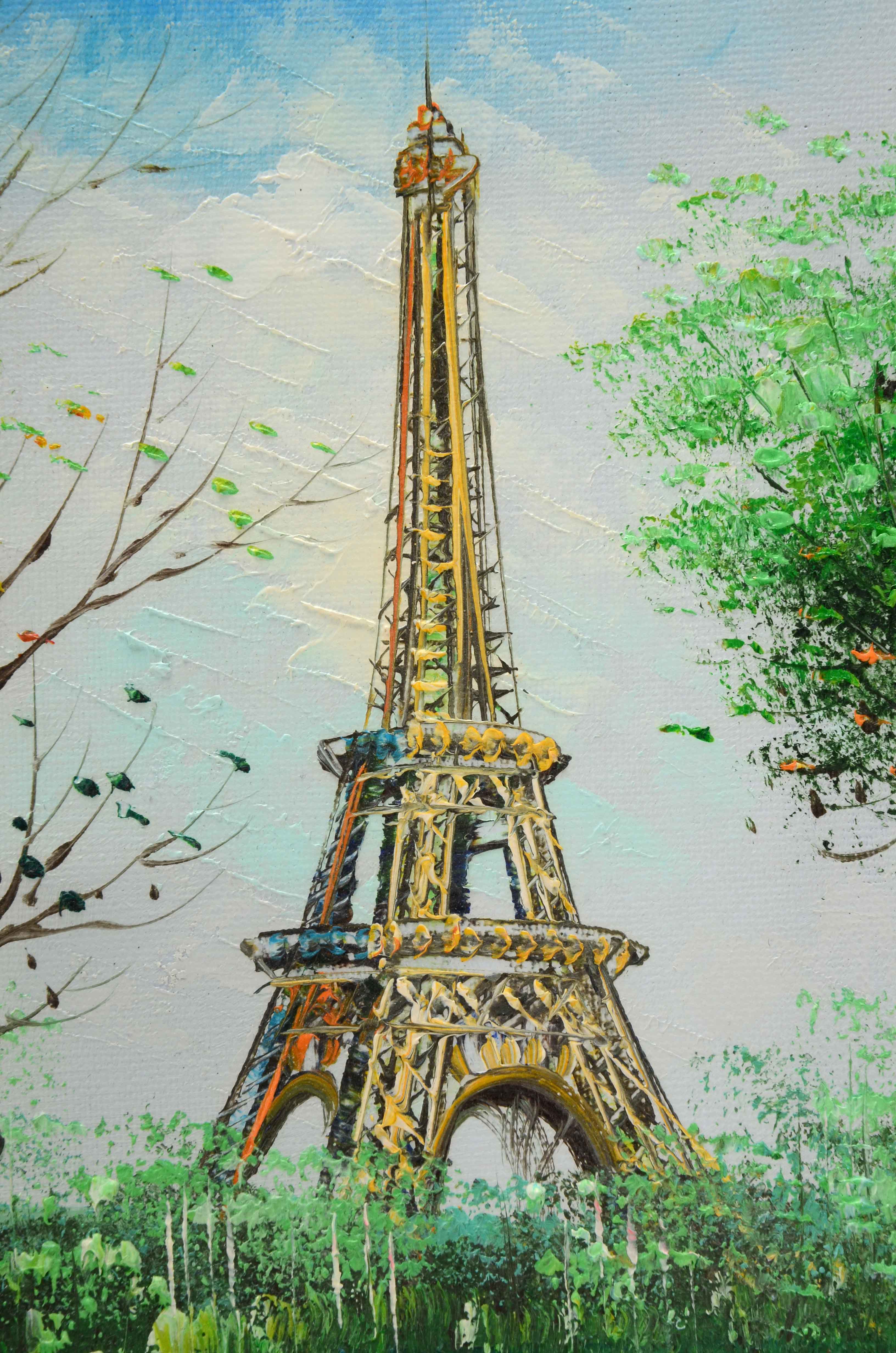 Burns Original Acrylic on Canvas Painting of Paris