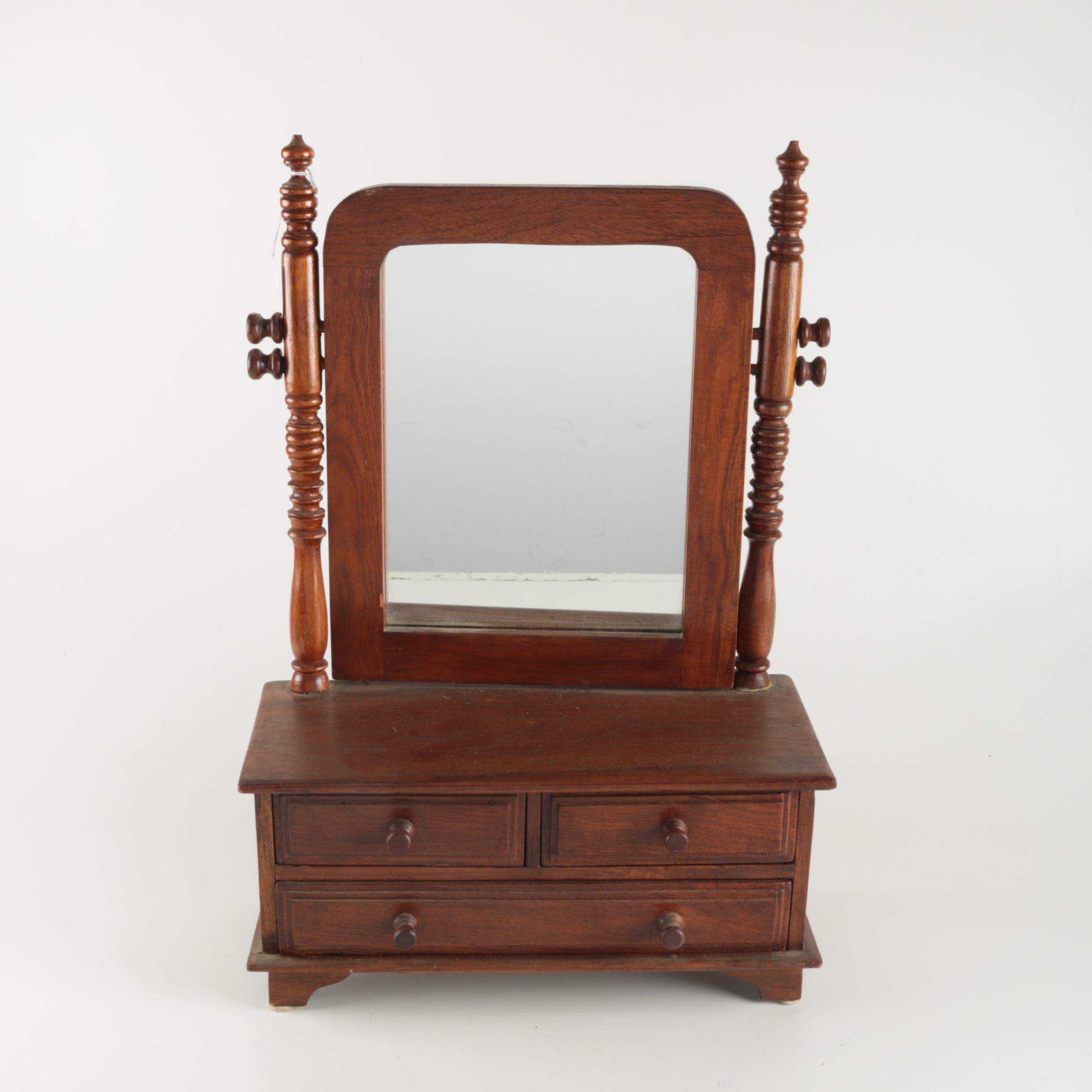 Small Wooden Jewelry Box with Mirror