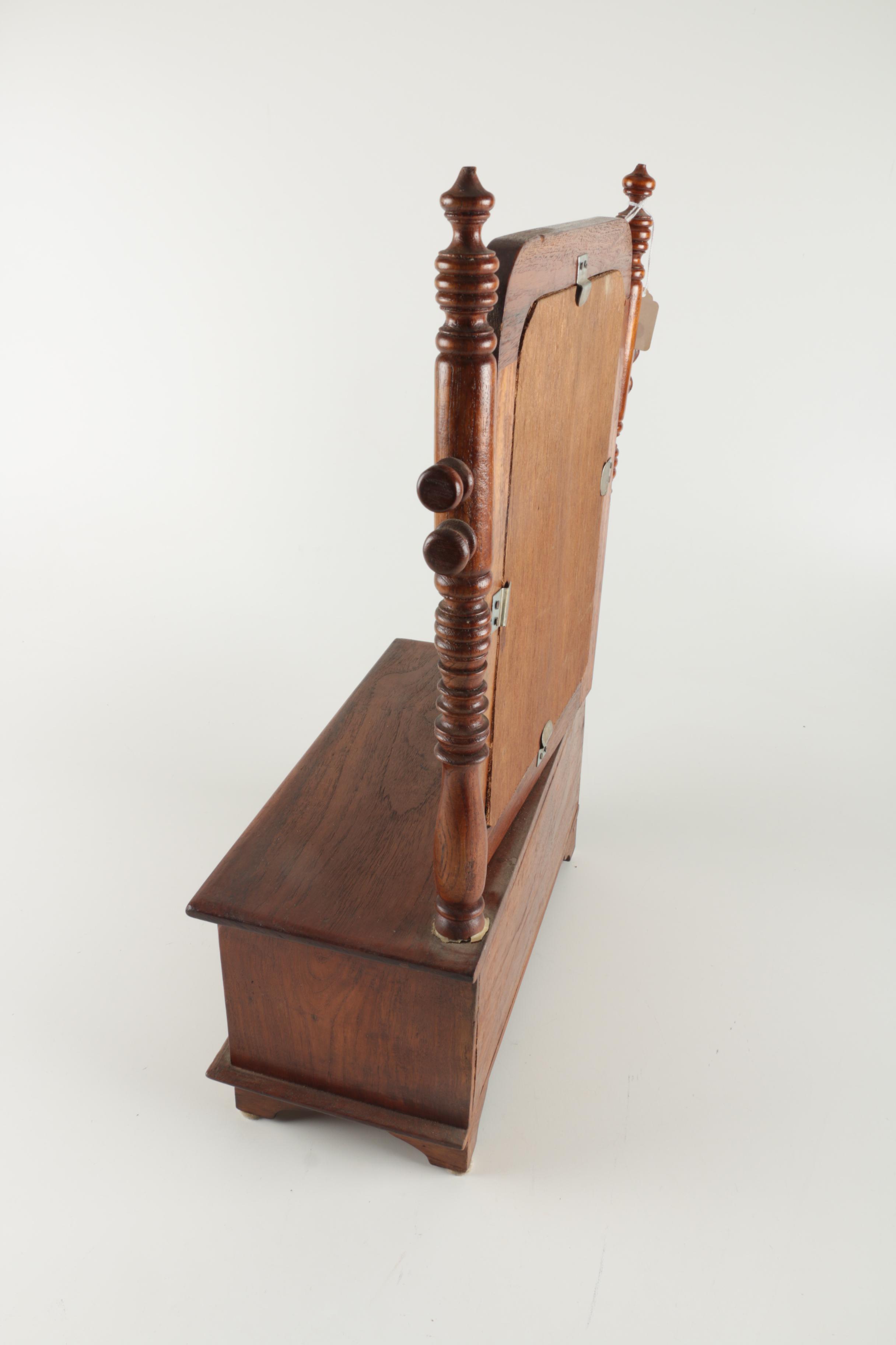 Small Wooden Jewelry Box with Mirror