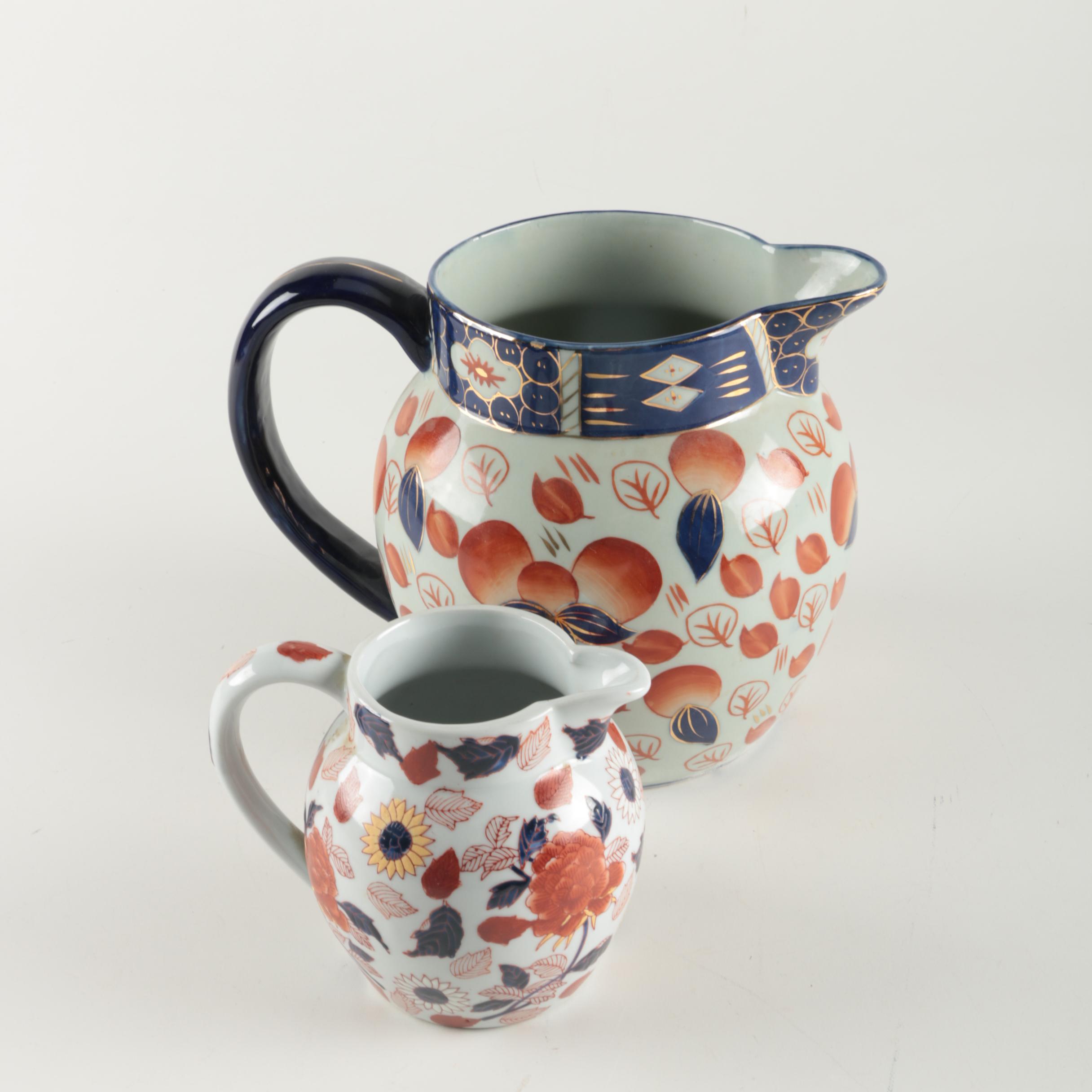 Pair of Reproduction Ironstone Pitchers