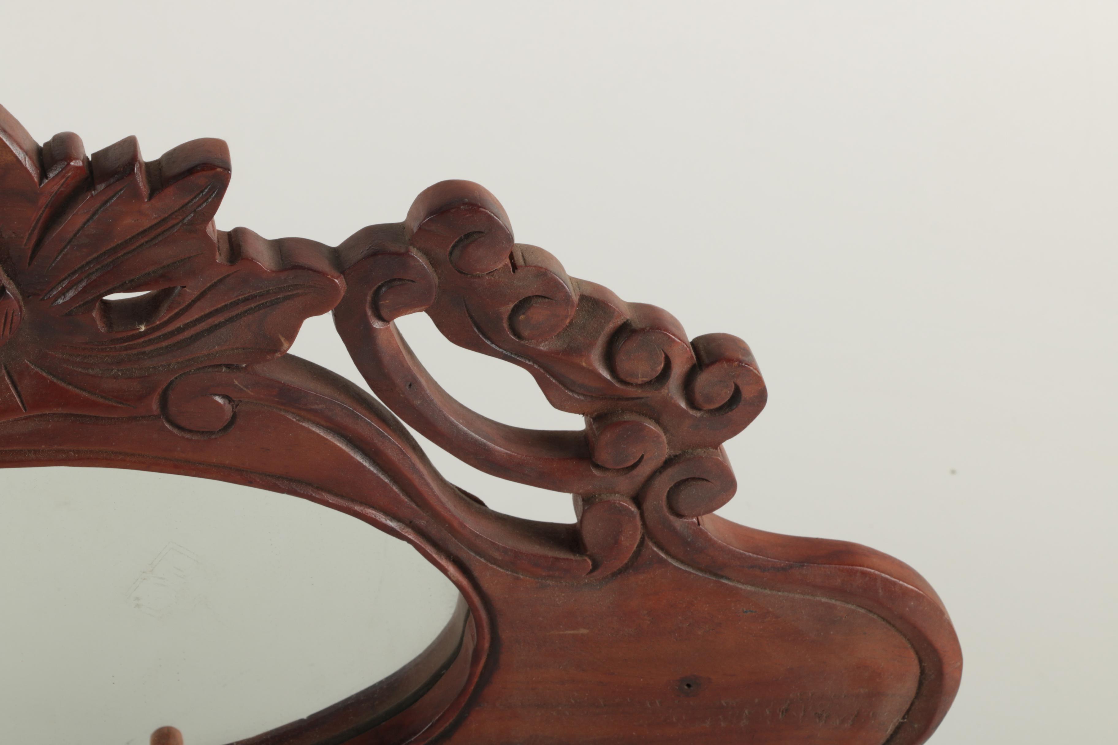 Victorian Style Mirror with Coat Hooks