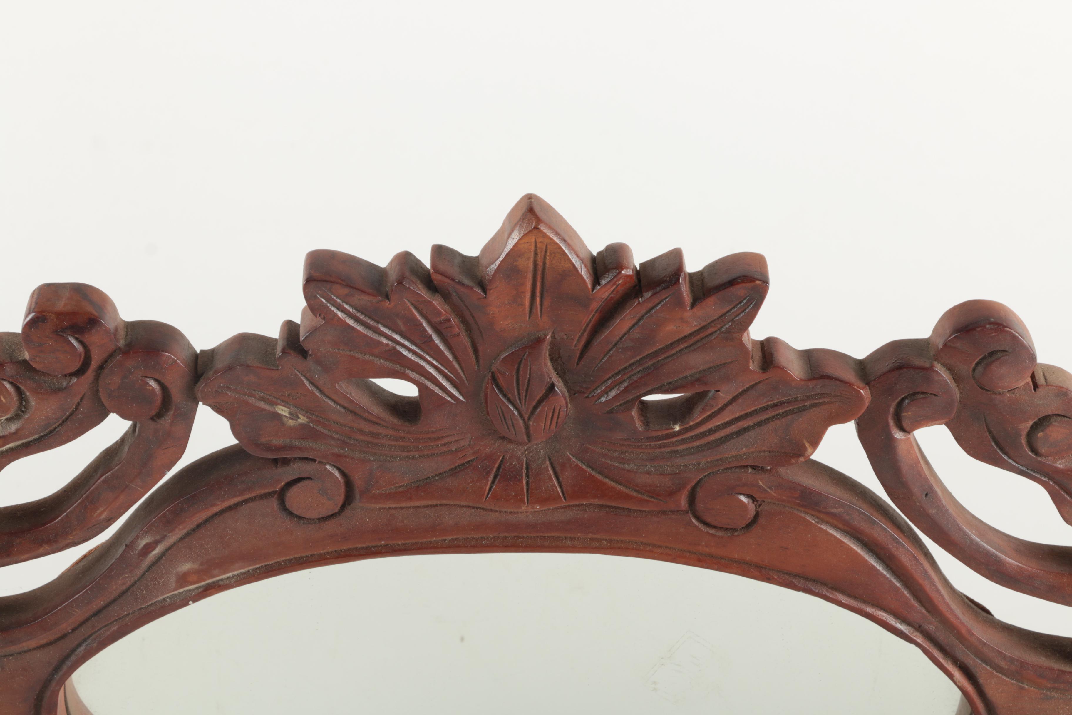 Victorian Style Mirror with Coat Hooks