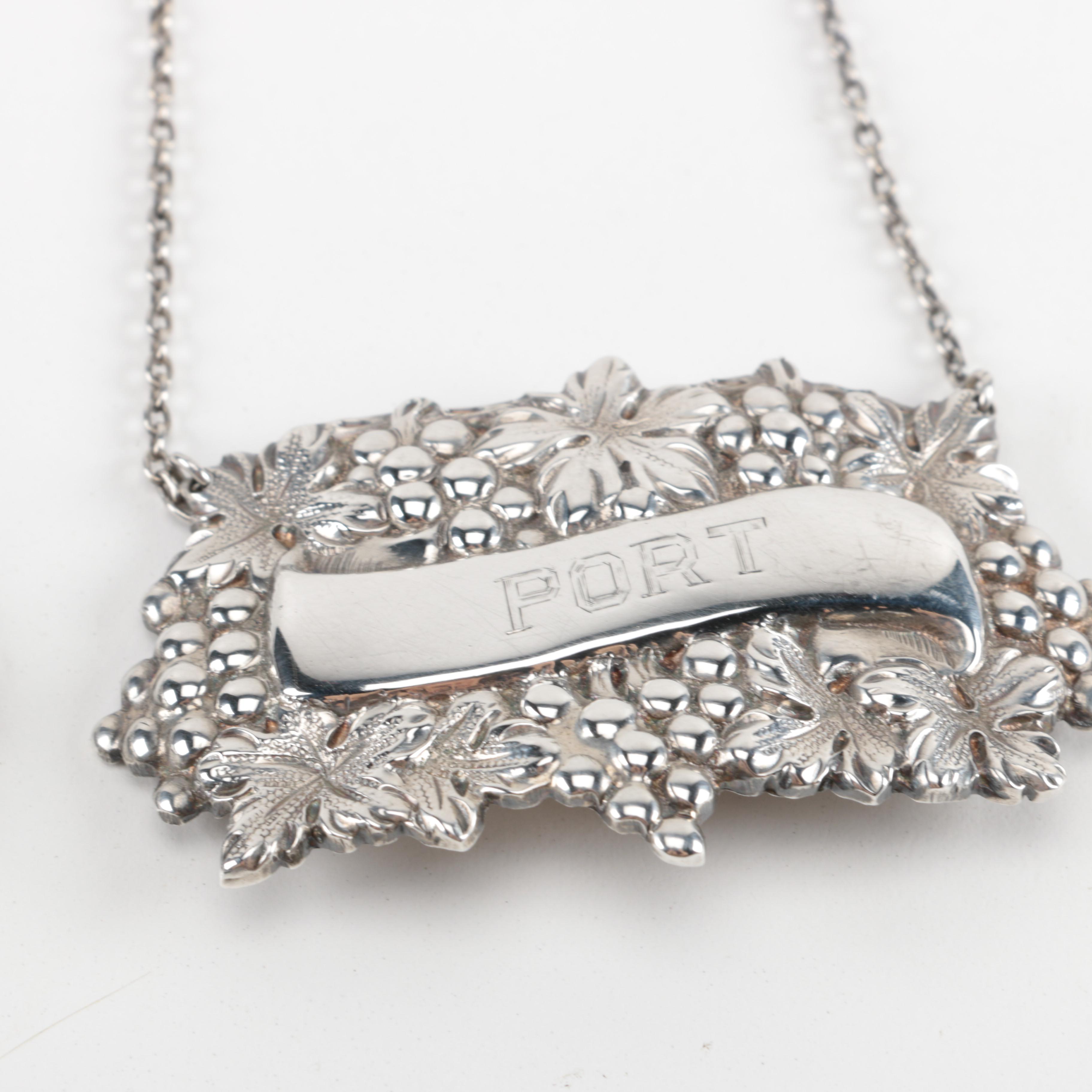 Jenkins & Jenkins, Inc. Sterling Port and Irish Whiskey Decanter Labels