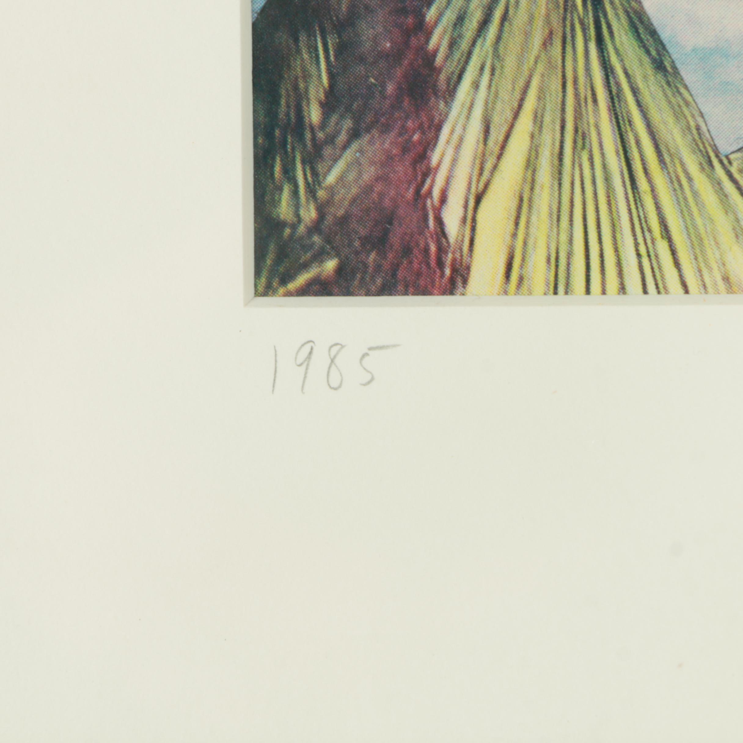 Signed Collage Made From Giclee and Offset Lithograph Prints "Up, Up, and Away"