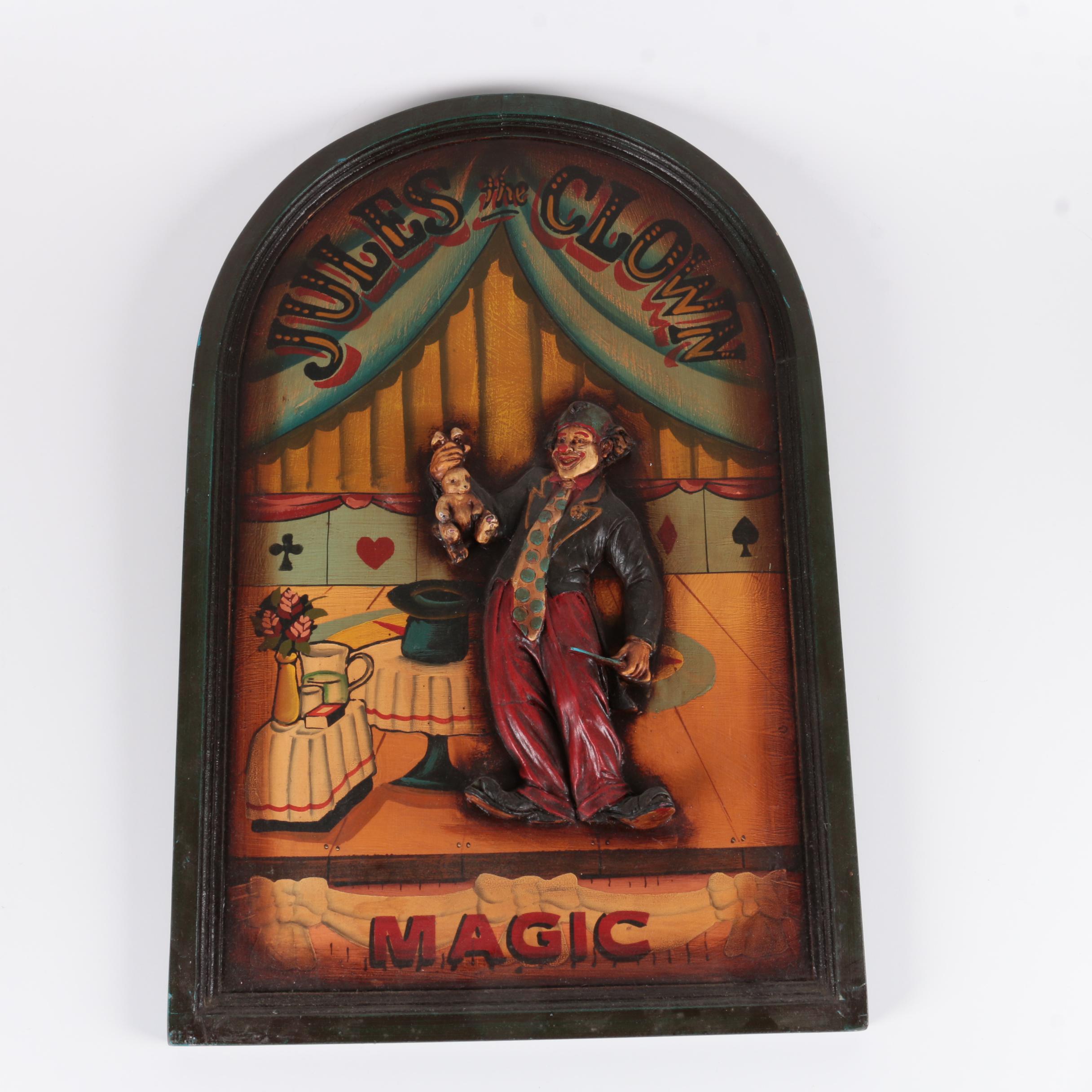 "Jules the Clown" Wooden Wall Hanger
