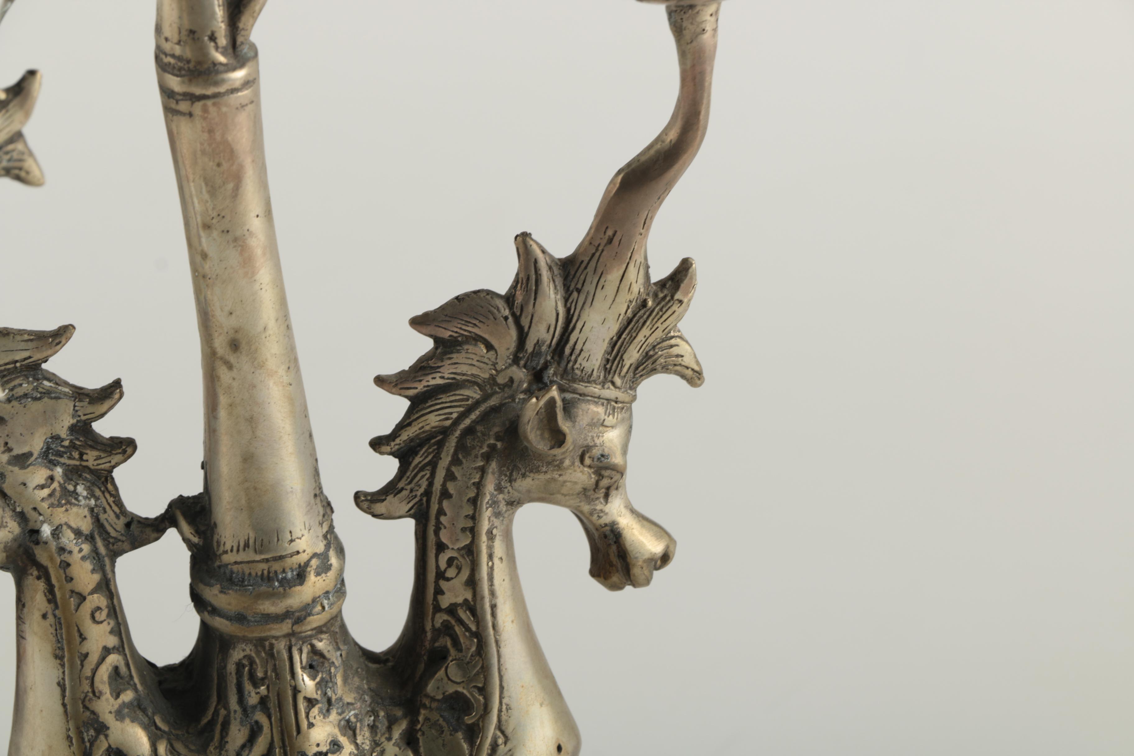 Pair of Brass Asian Inspired Horse Themed Candleholders