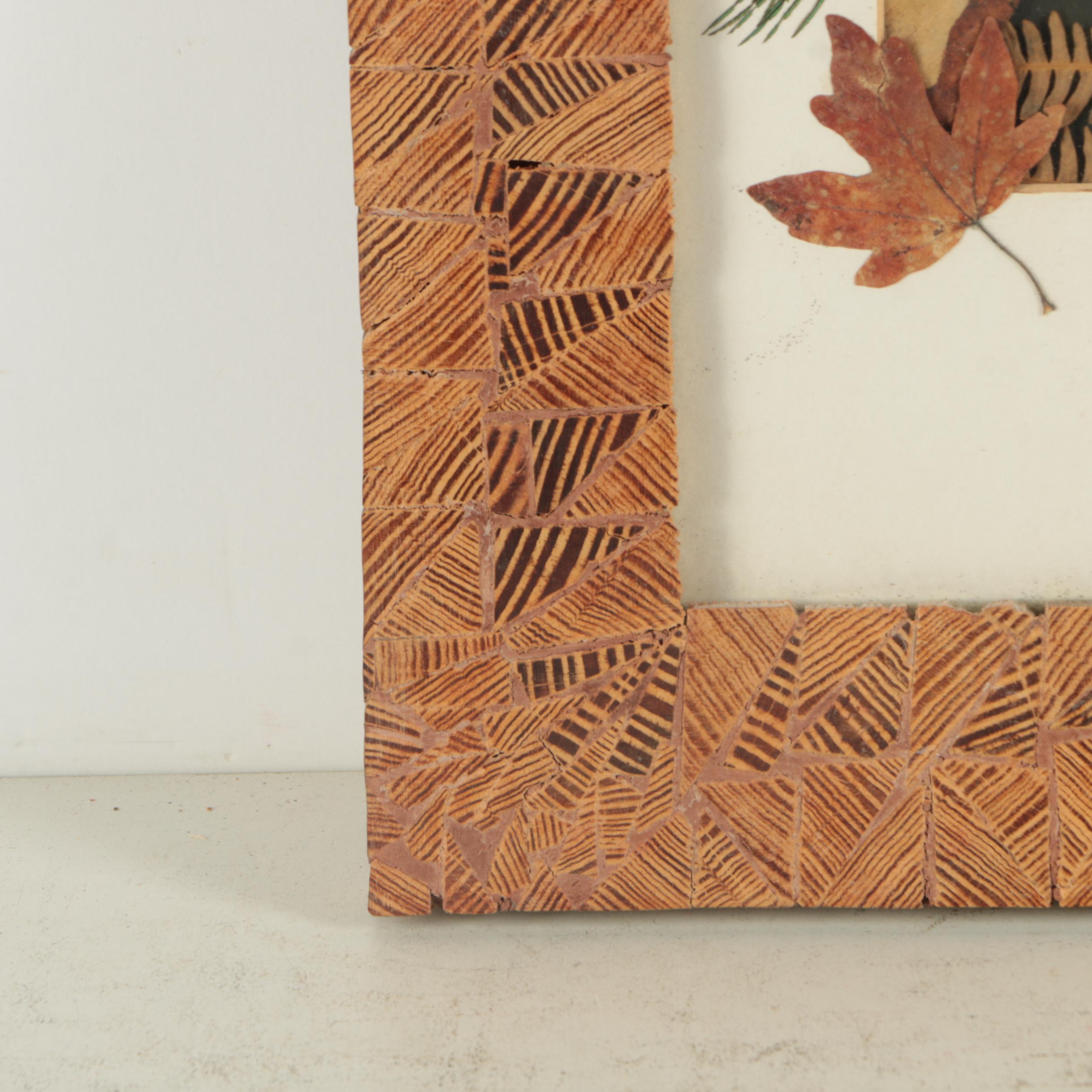 Linda Keohane Mixed Media Collage with Leaves and Feathers