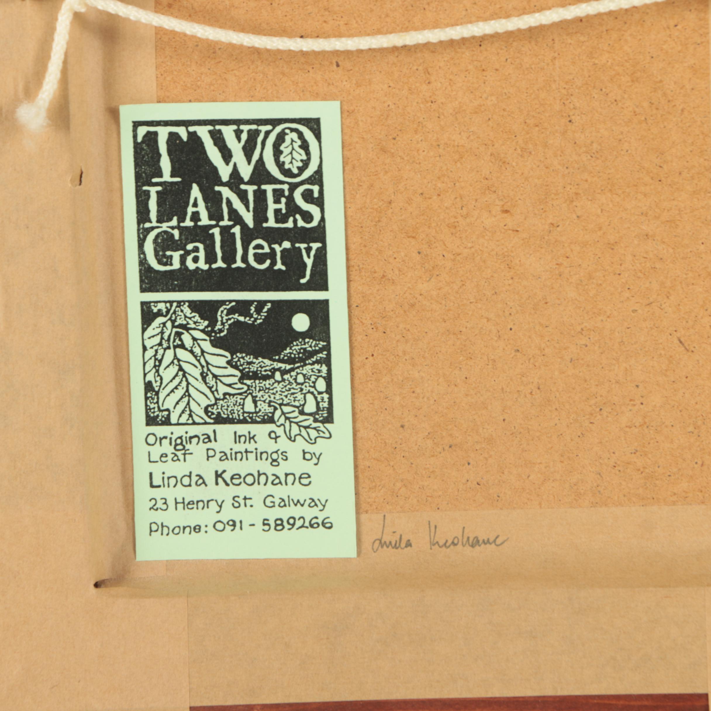 Linda Keohane Mixed Media Collage with Leaves and Feathers