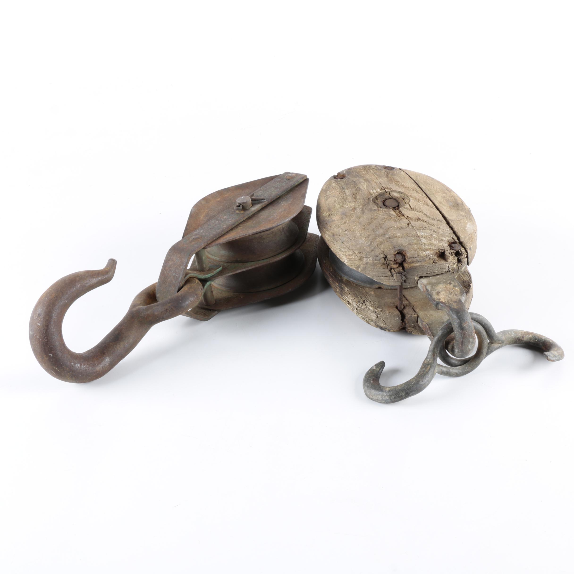 Two Metal Pulleys