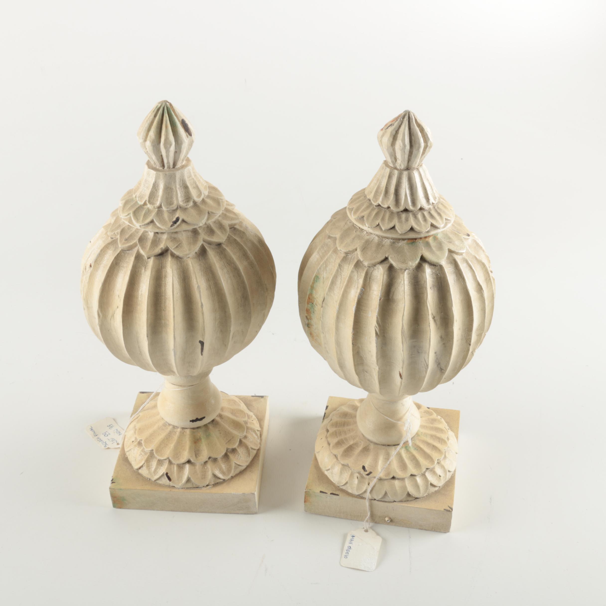Carved and Painted Wooden Finials