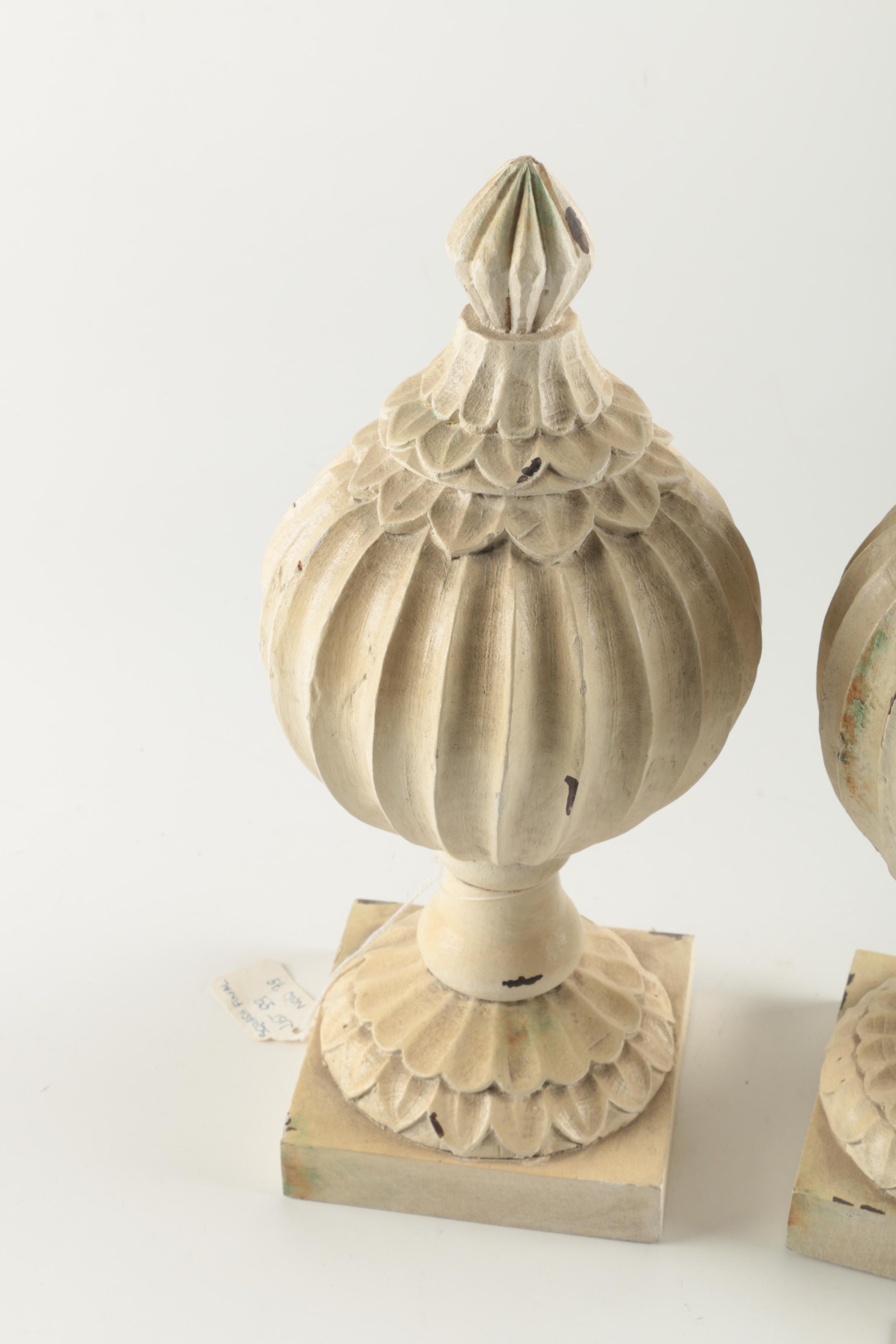 Carved and Painted Wooden Finials