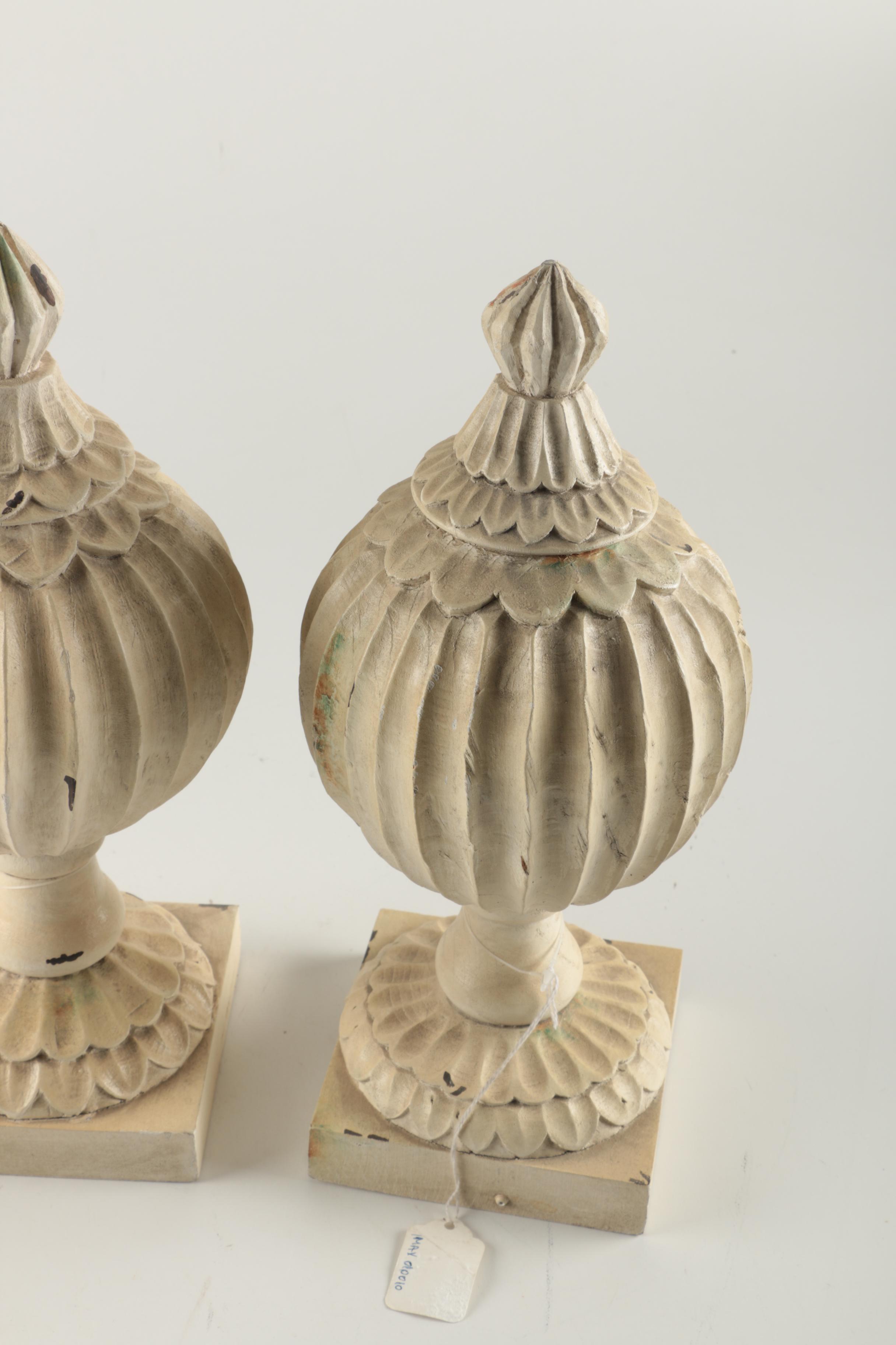 Carved and Painted Wooden Finials