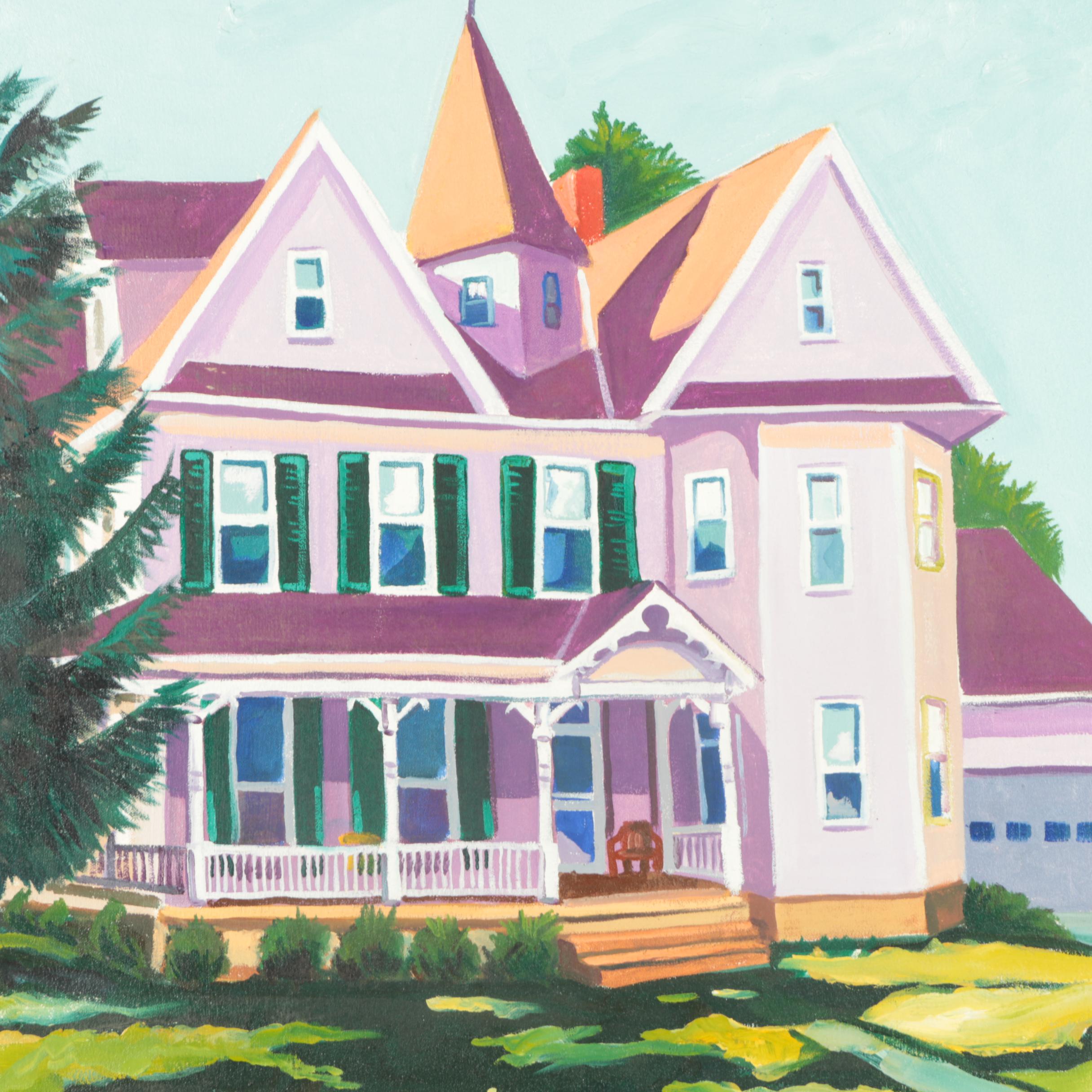 Olin L. Yoder Oil Painting of Victorian House