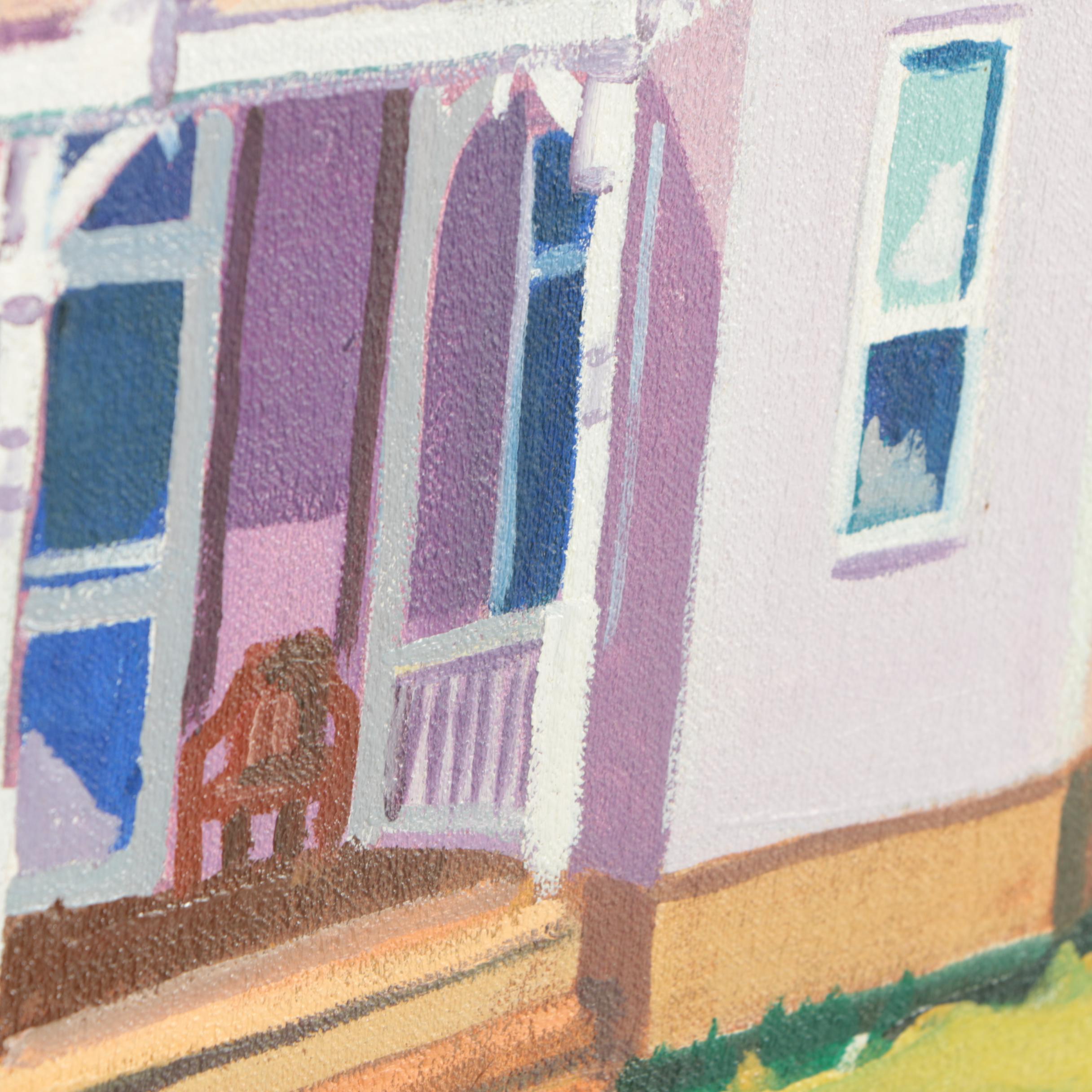 Olin L. Yoder Oil Painting of Victorian House