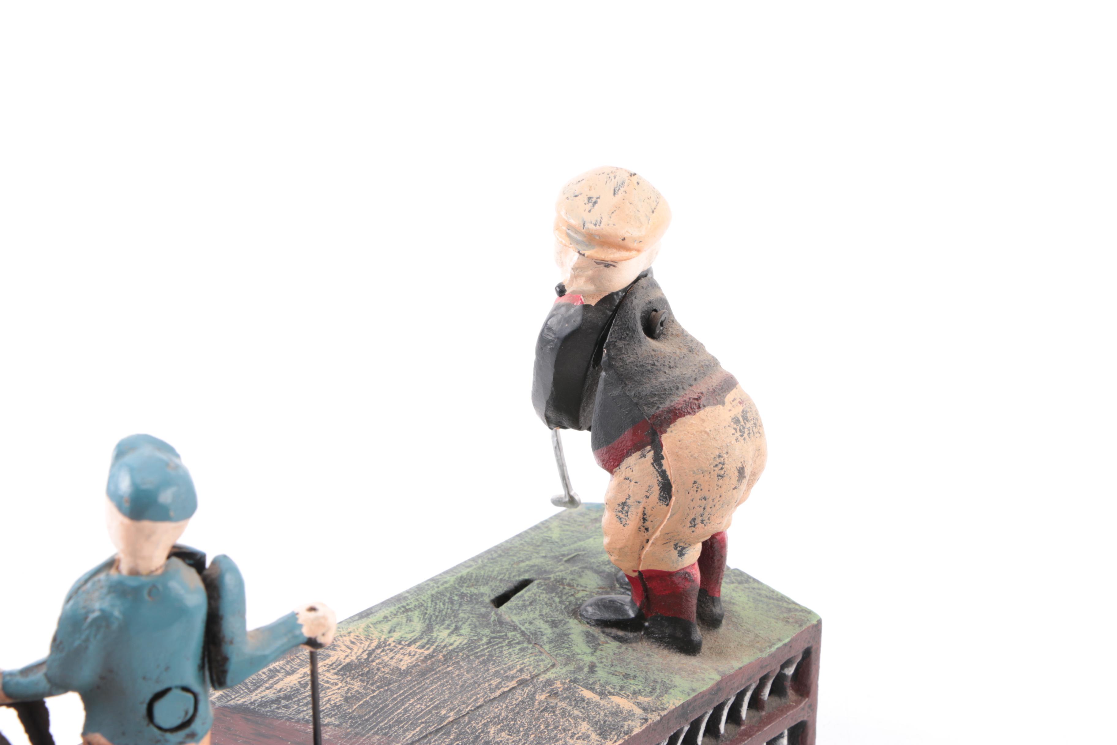 Metal Golfer Mechanical Bank