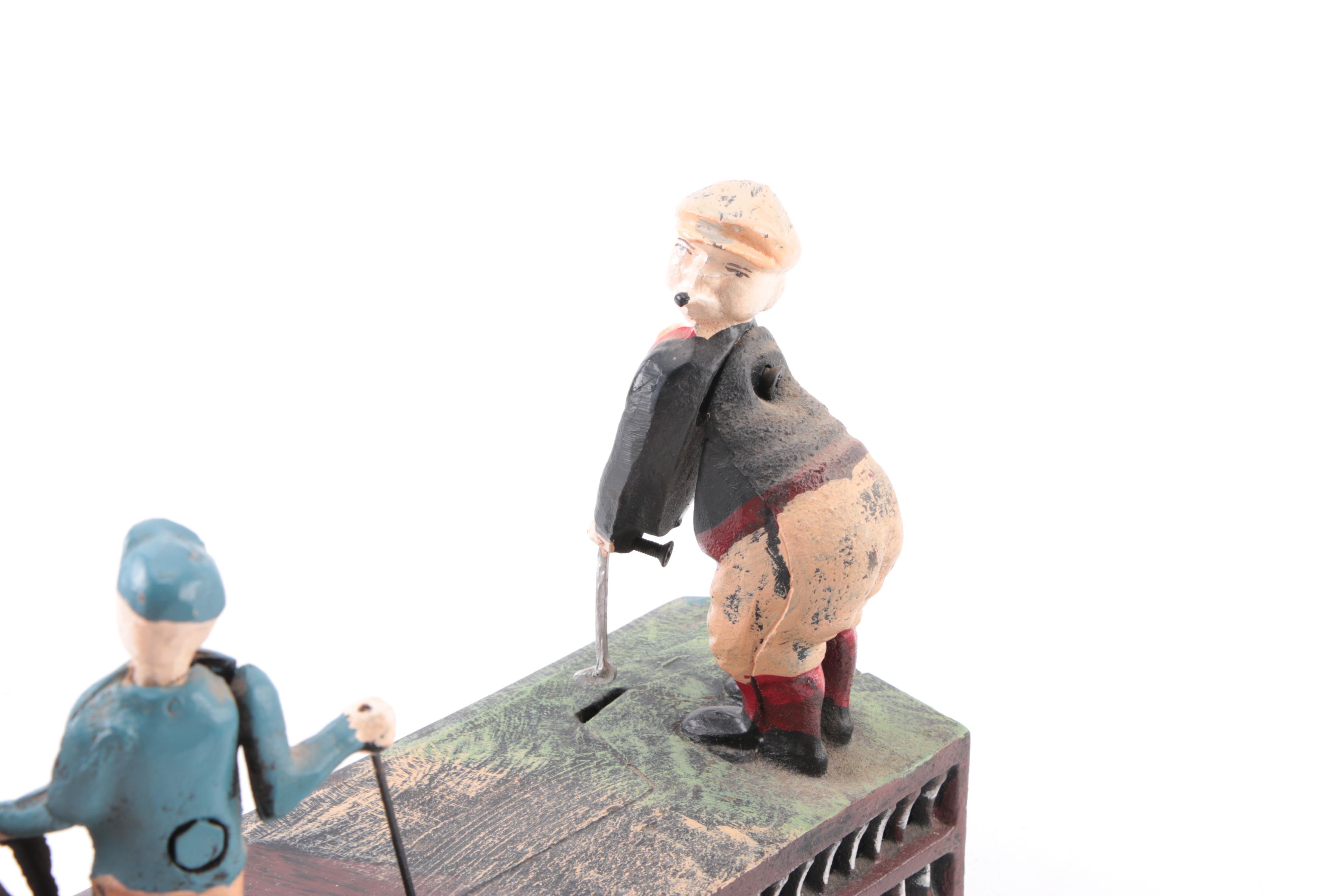 Metal Golfer Mechanical Bank