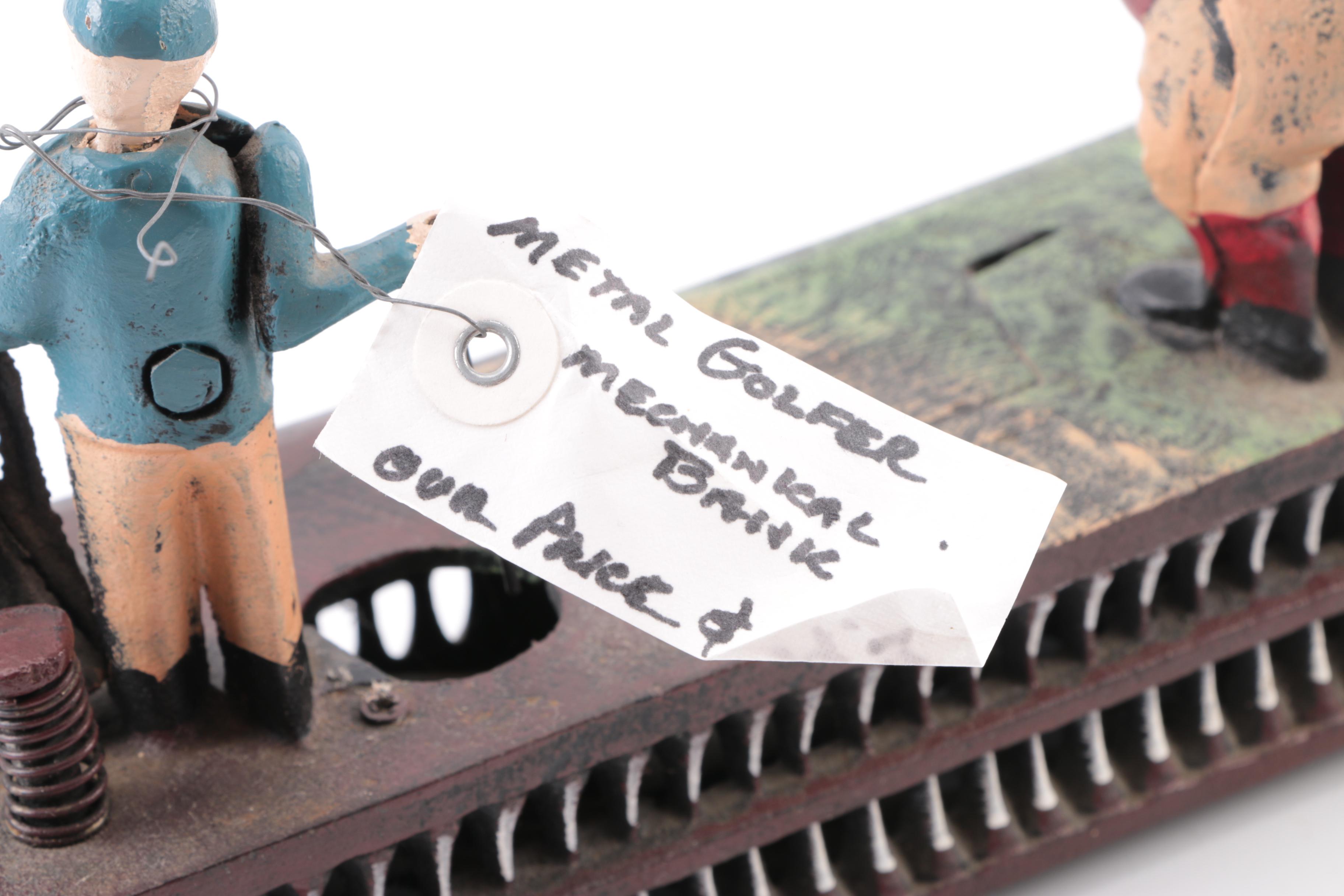 Metal Golfer Mechanical Bank