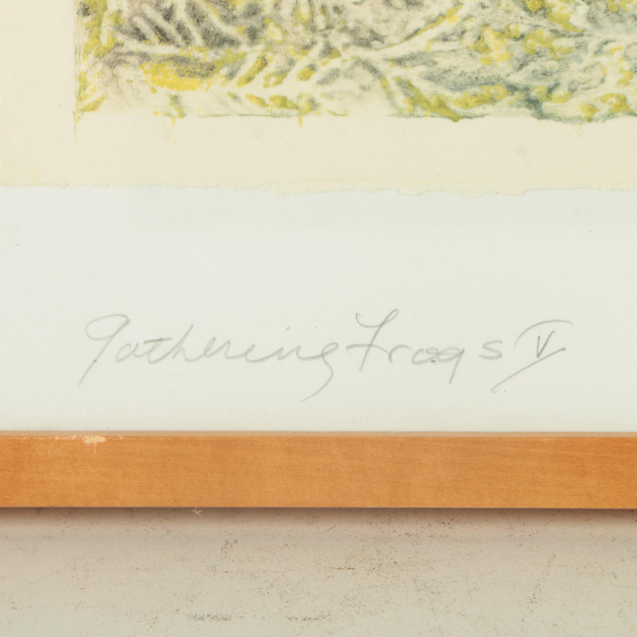 Jane Kelly Morais Mixed Media on Paper "Gathering Frogs"