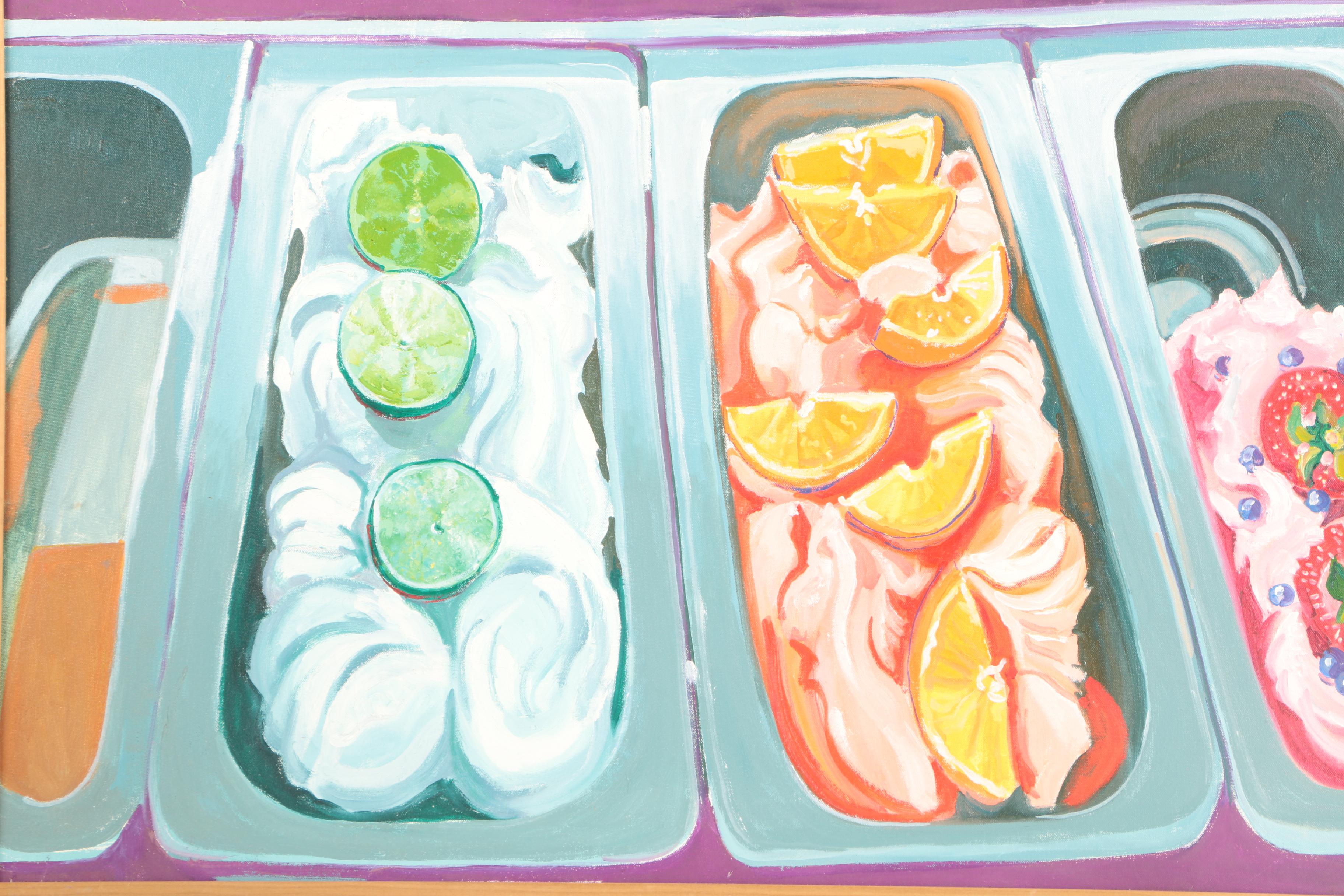 Olin Yoder Oil Painting on Canvas of Food Trays