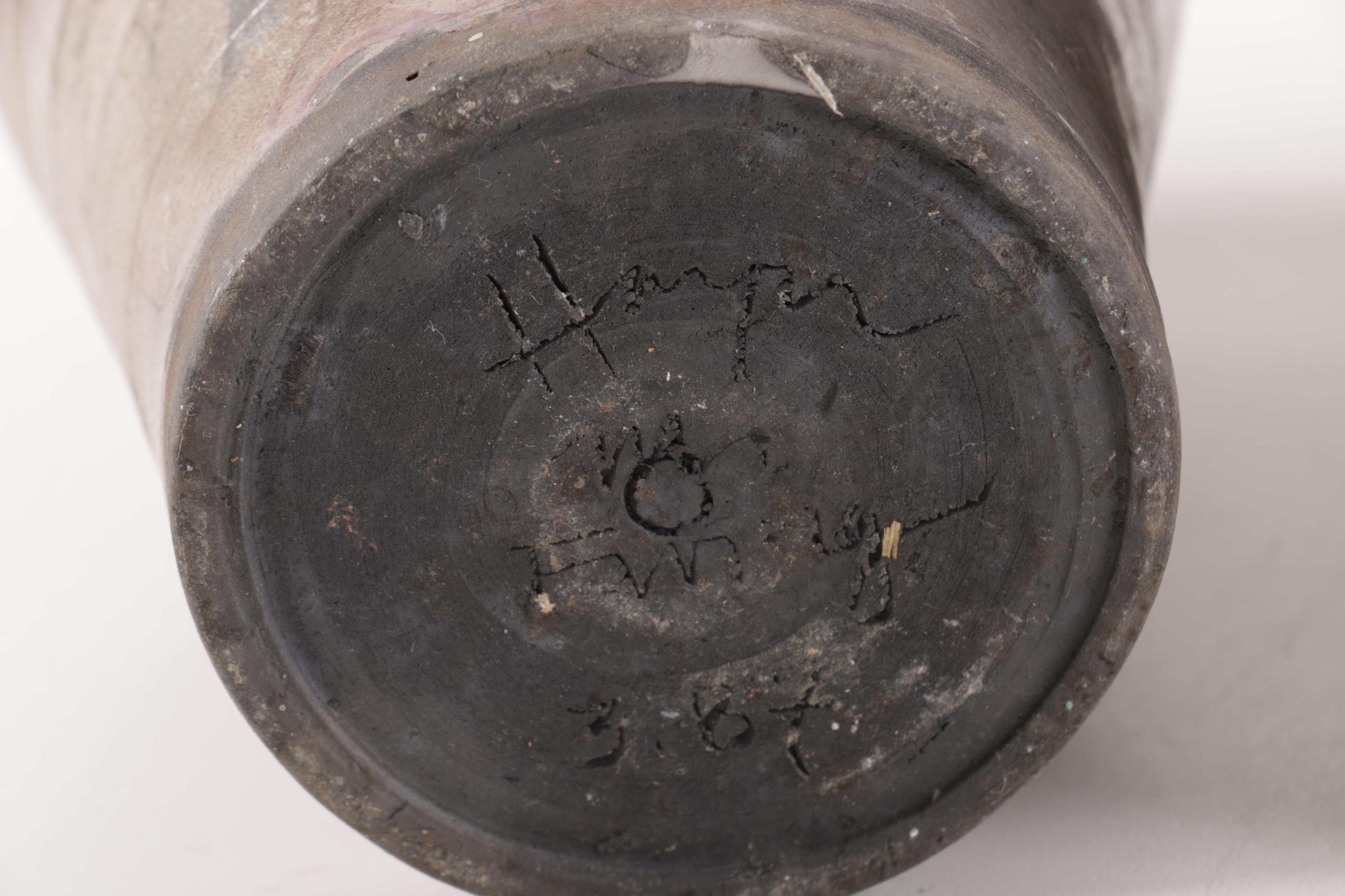 Thrown and Handbuilt Stoneware Vases and Box with Decorative Grapes