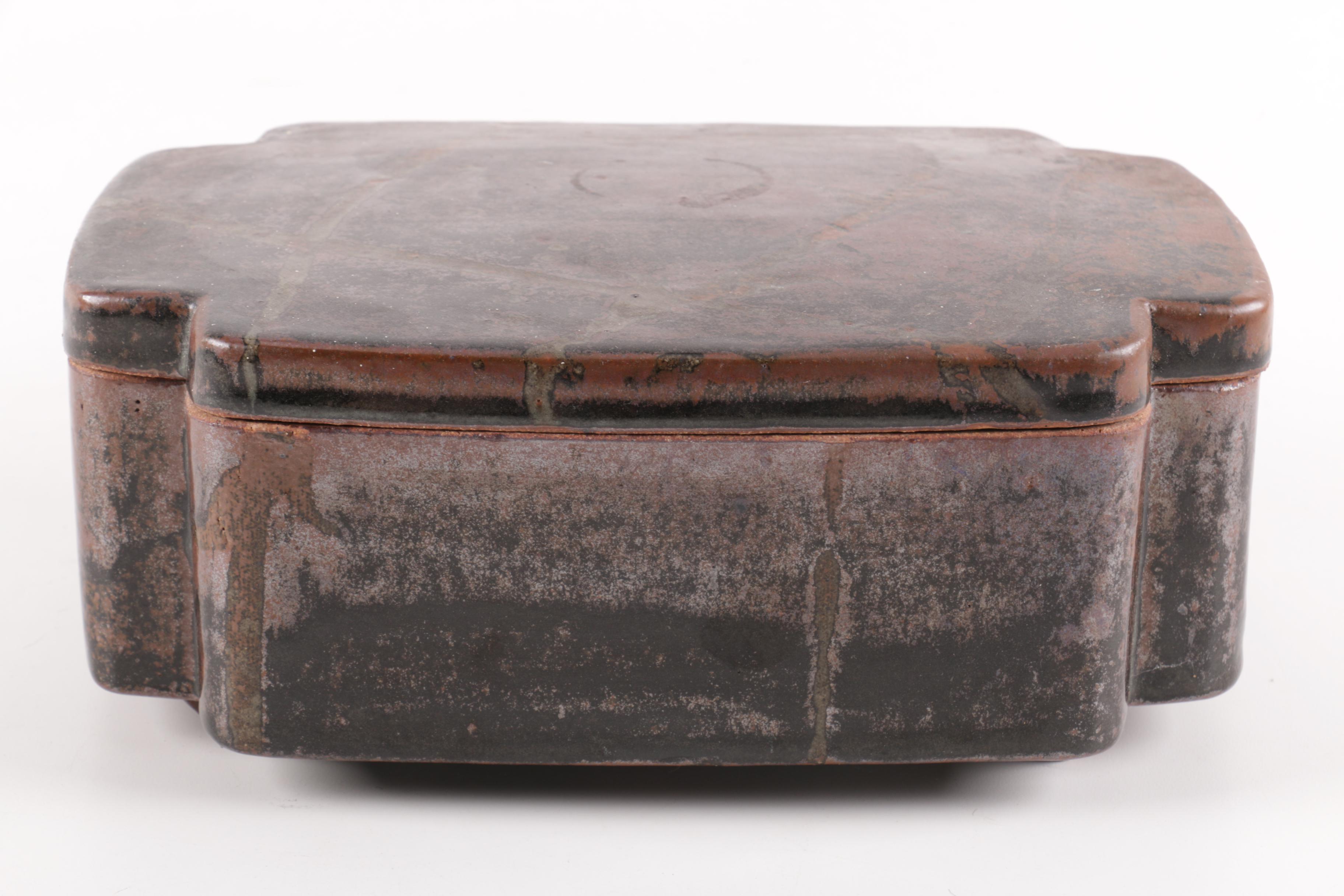 Thrown and Handbuilt Stoneware Vases and Box with Decorative Grapes