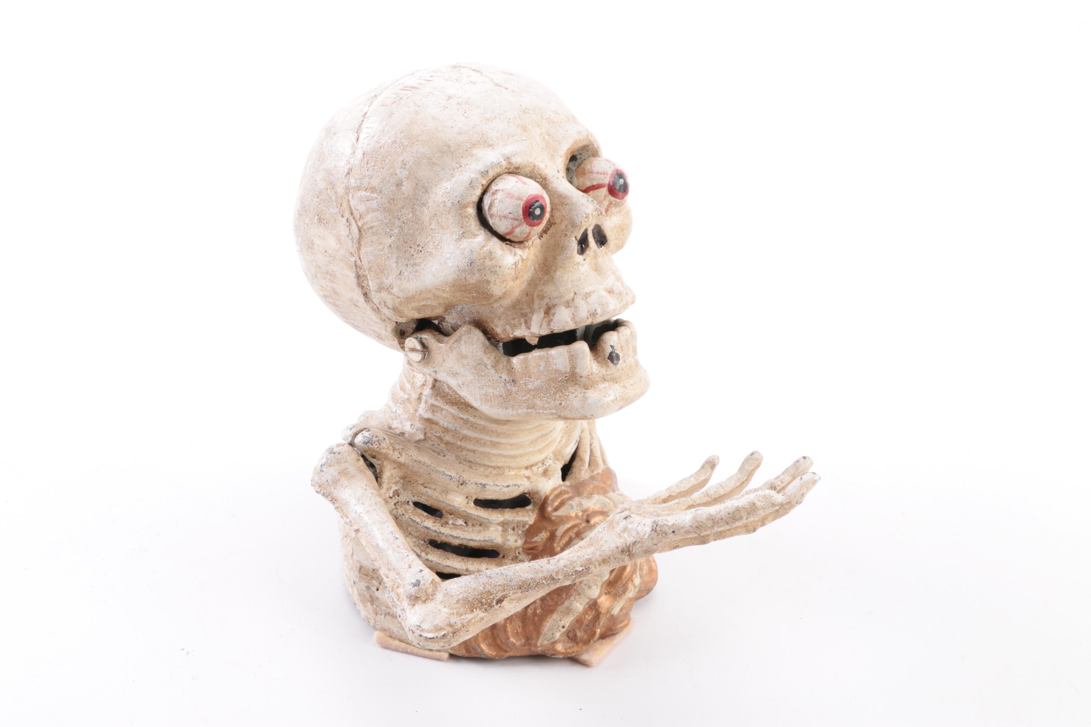 Cast Iron Skeleton Coin Bank