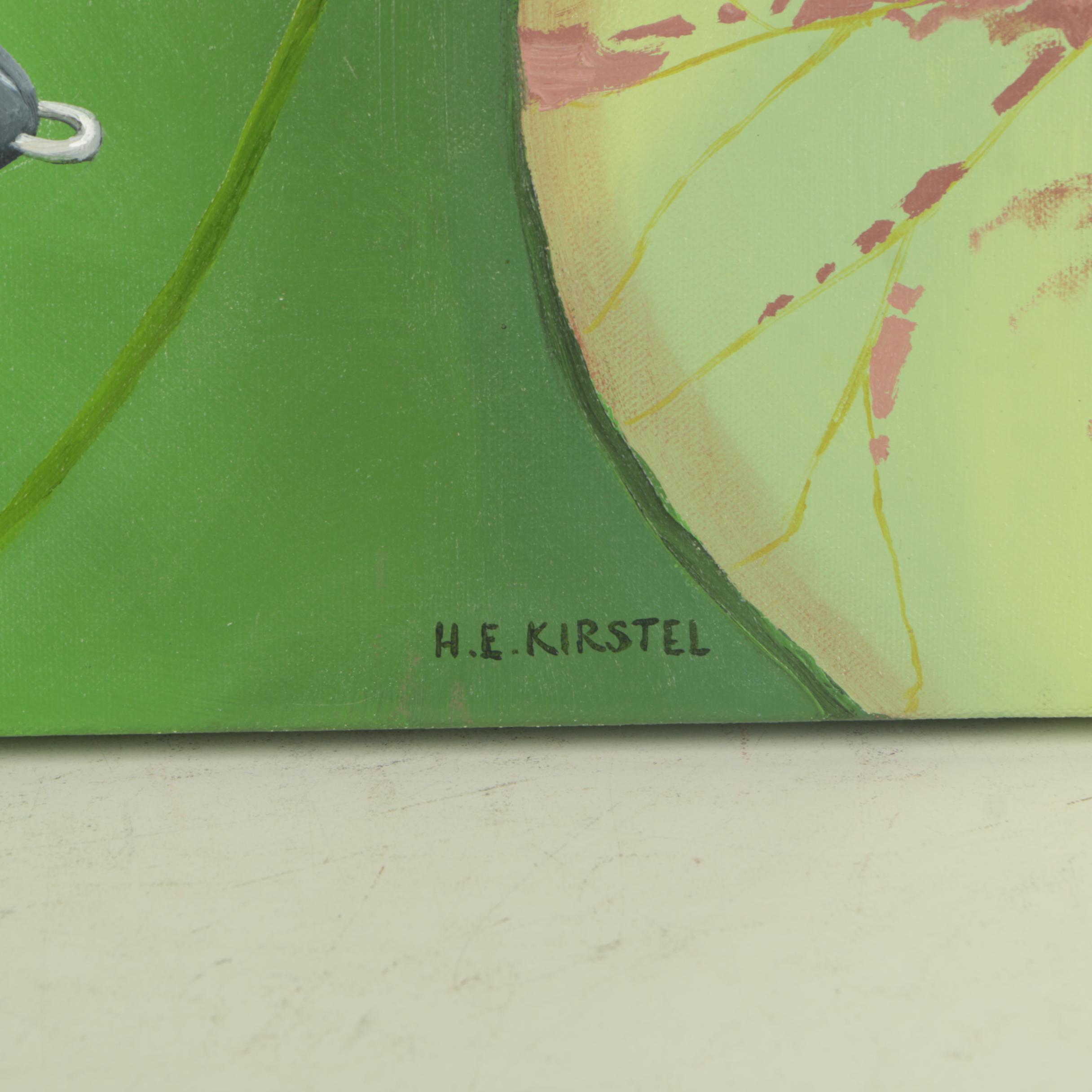 H.E. Kirstel Oil on Canvas of Fishing Lures