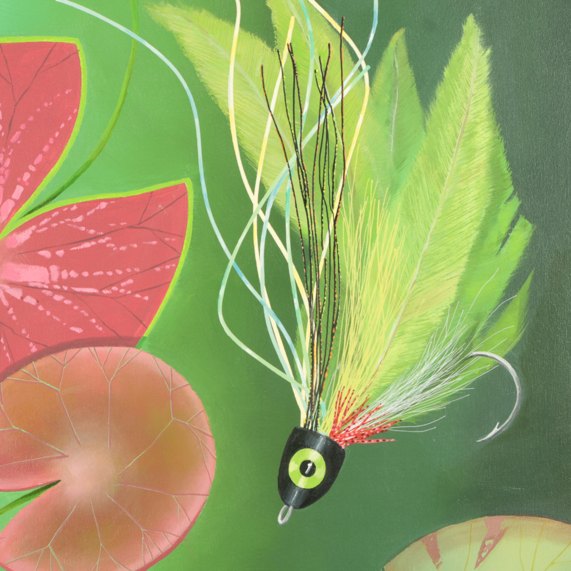 H.E. Kirstel Oil on Canvas of Fishing Lures