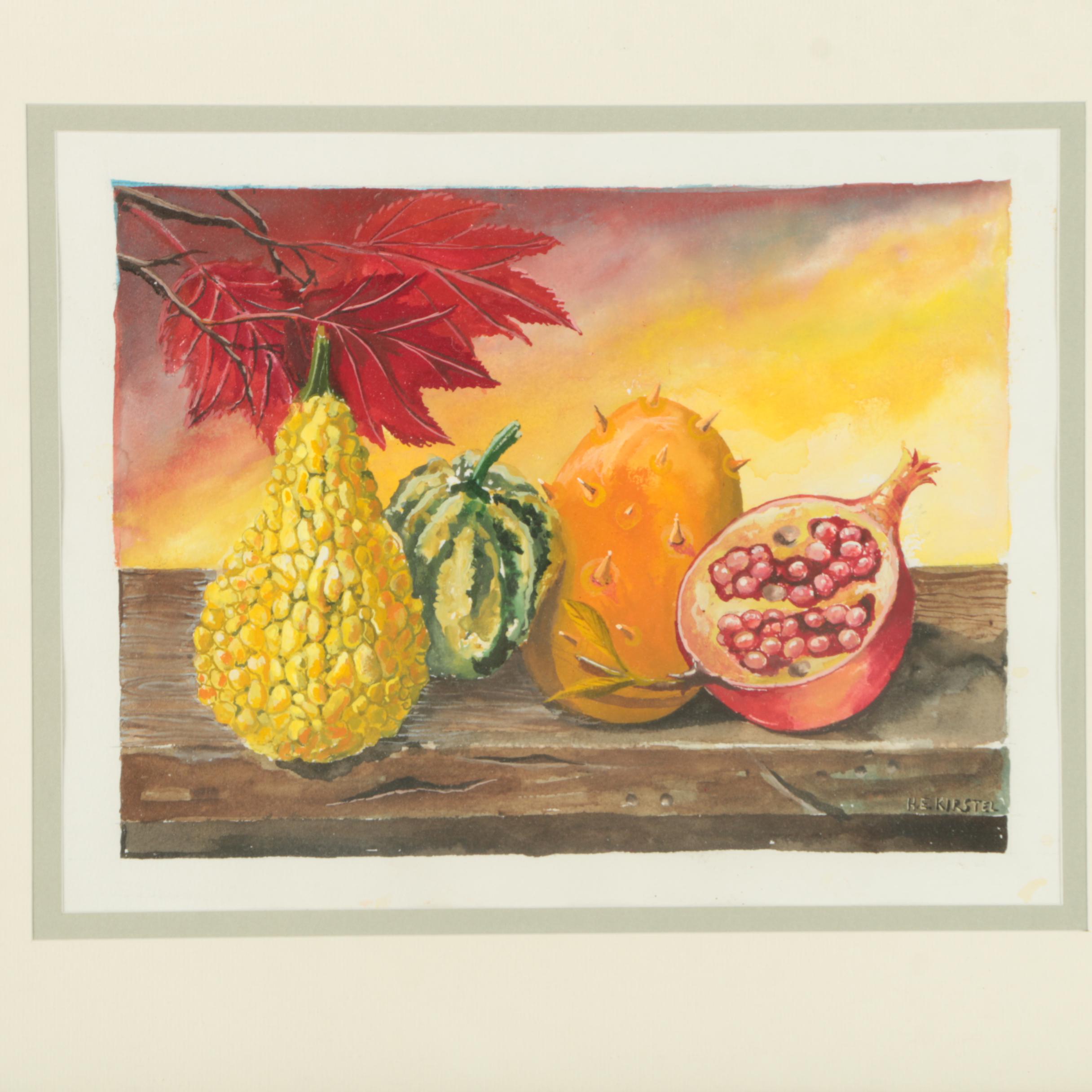 Harvey Kirstel Watercolor and Gouache Painting "Autumn"