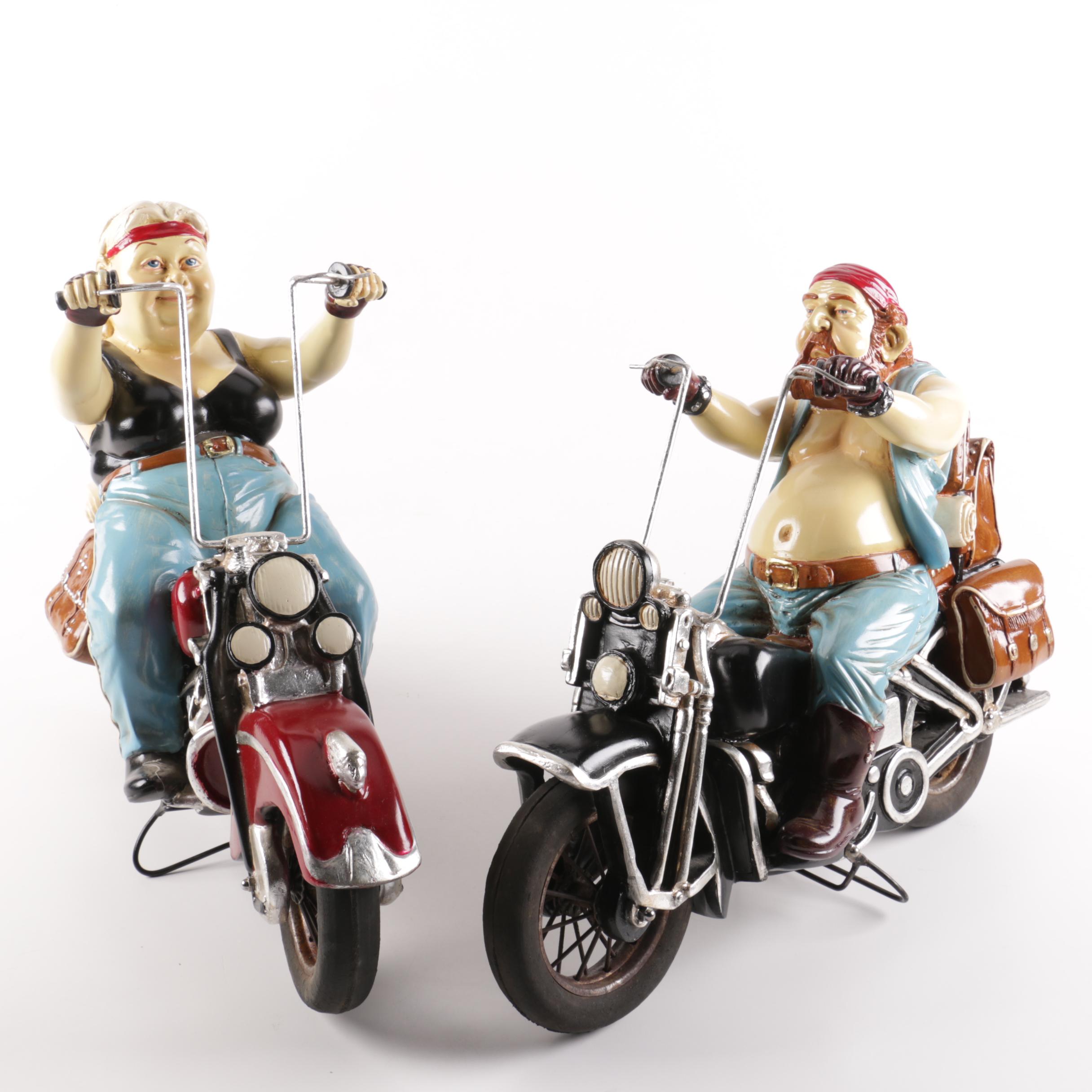 Pair of Forchino Style Motorcycle Rider Figurines