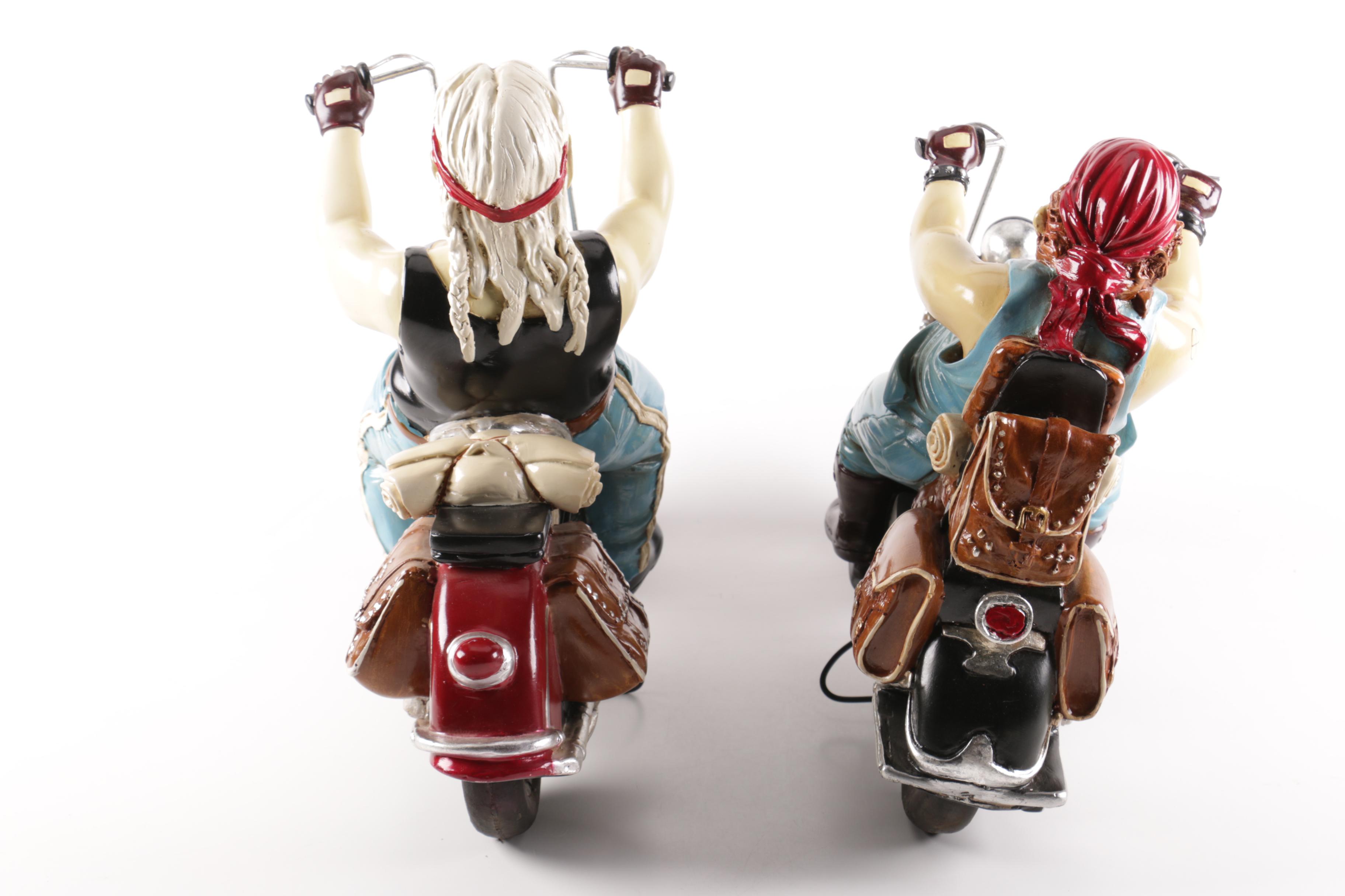 Pair of Forchino Style Motorcycle Rider Figurines