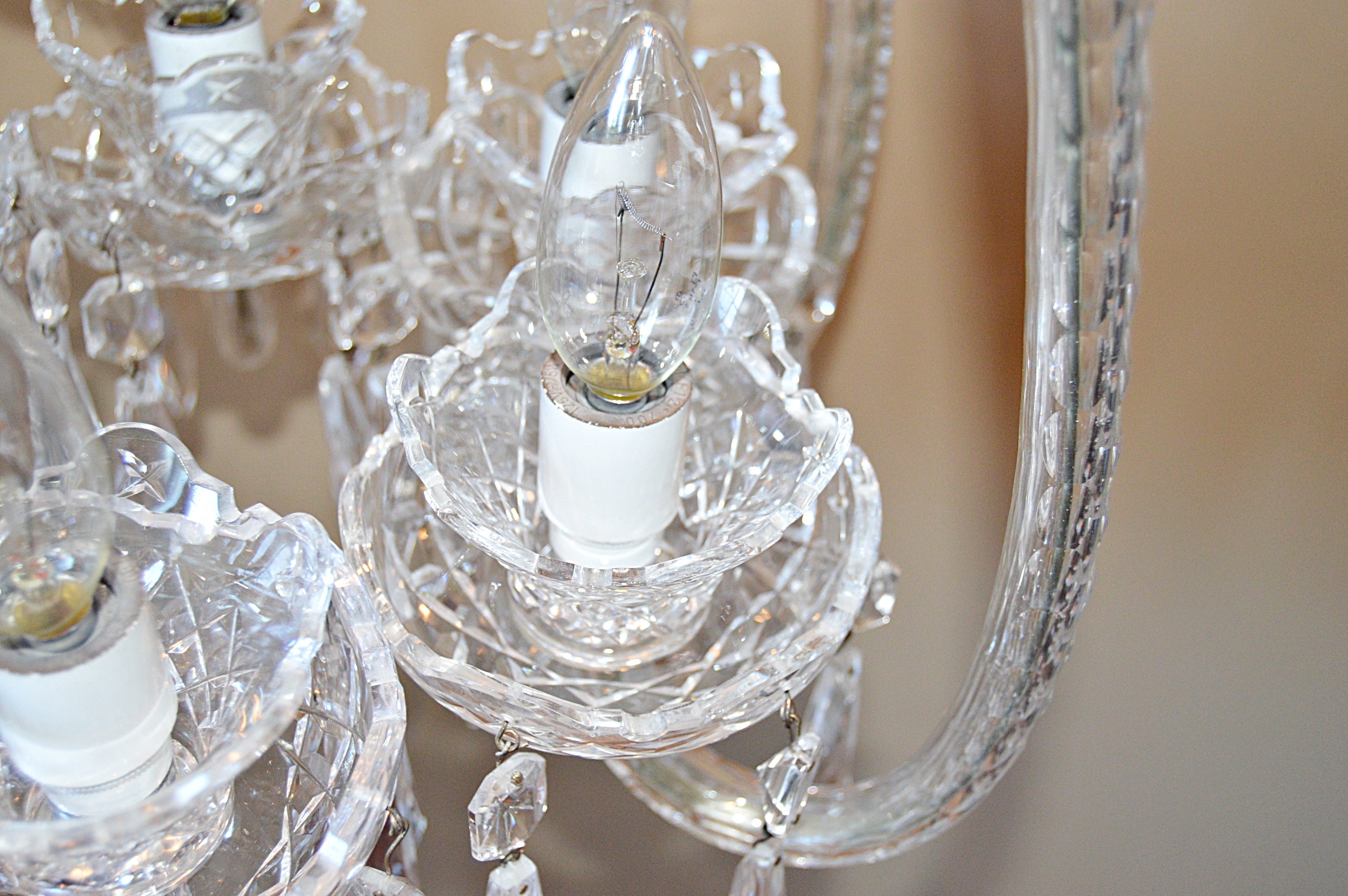 Waterford Crystal "Fleur De Lis" Six-Arm Chandelier