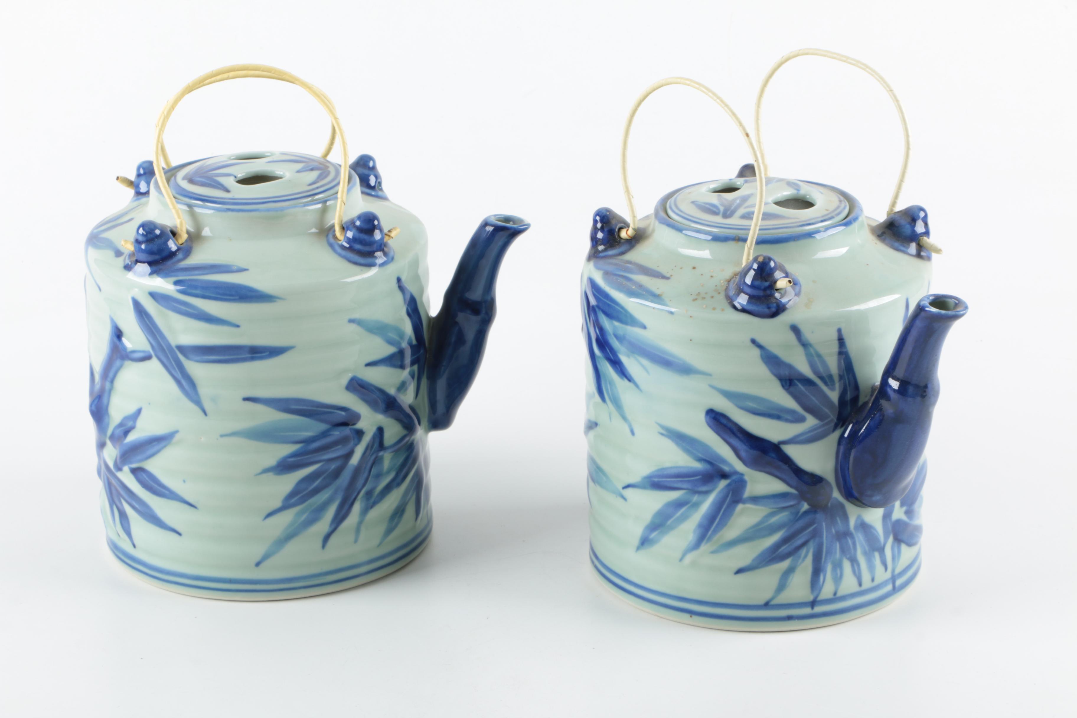 Cobalt Blue Painted Teapots