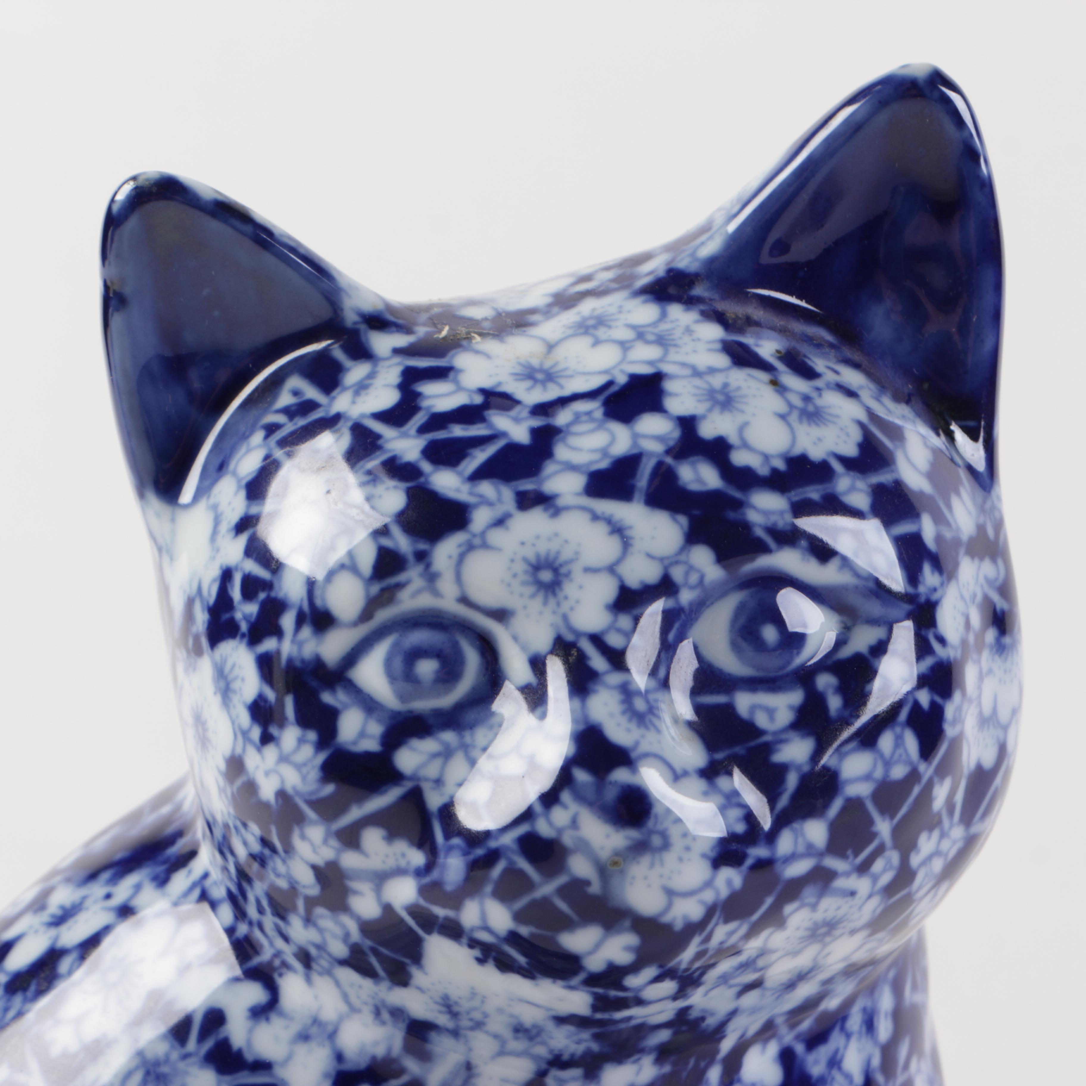 Blue Calico Chintz Porcelain Animals