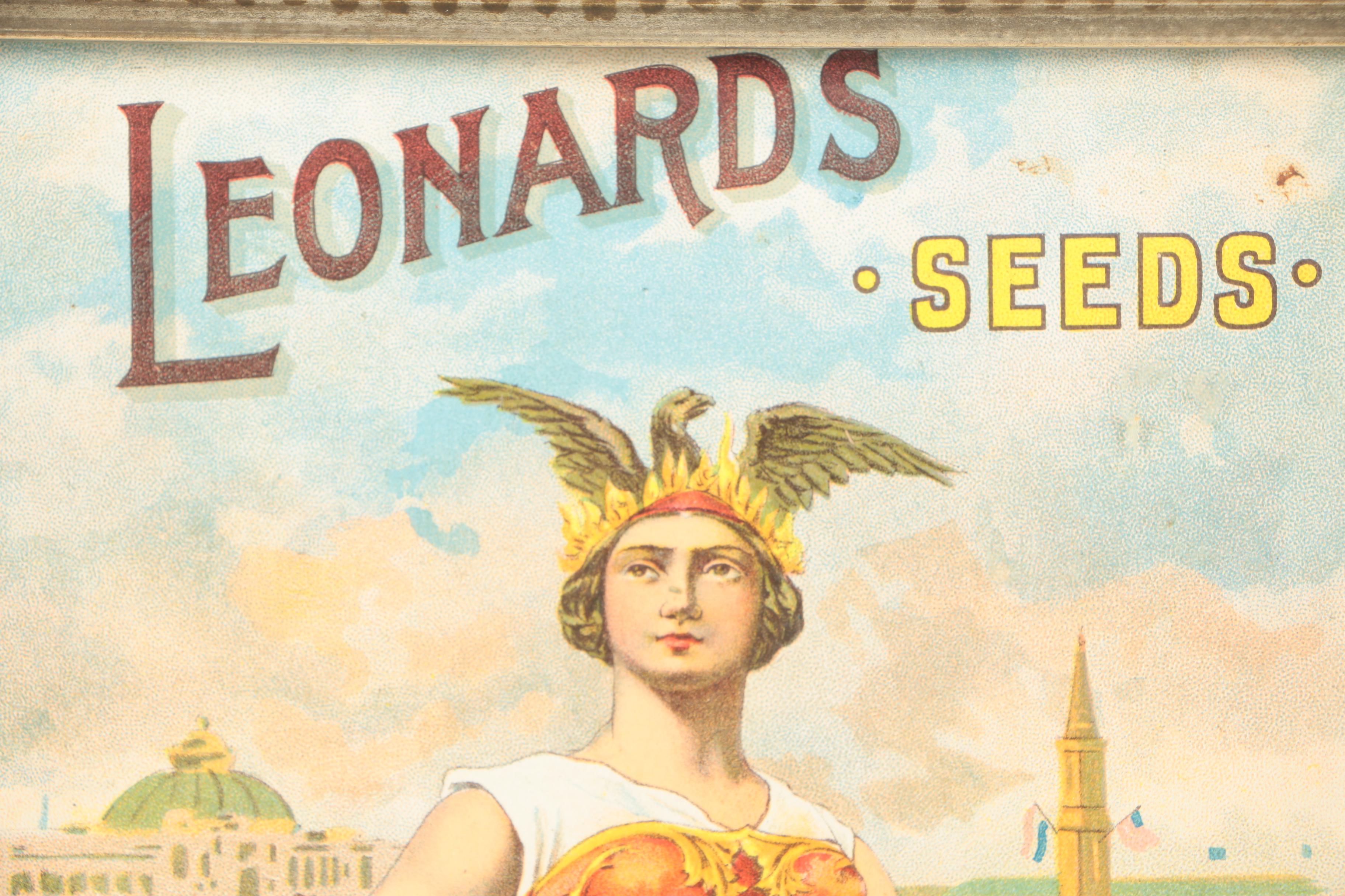 Vintage Chromolithograph on Advertisement for Leonards Seeds