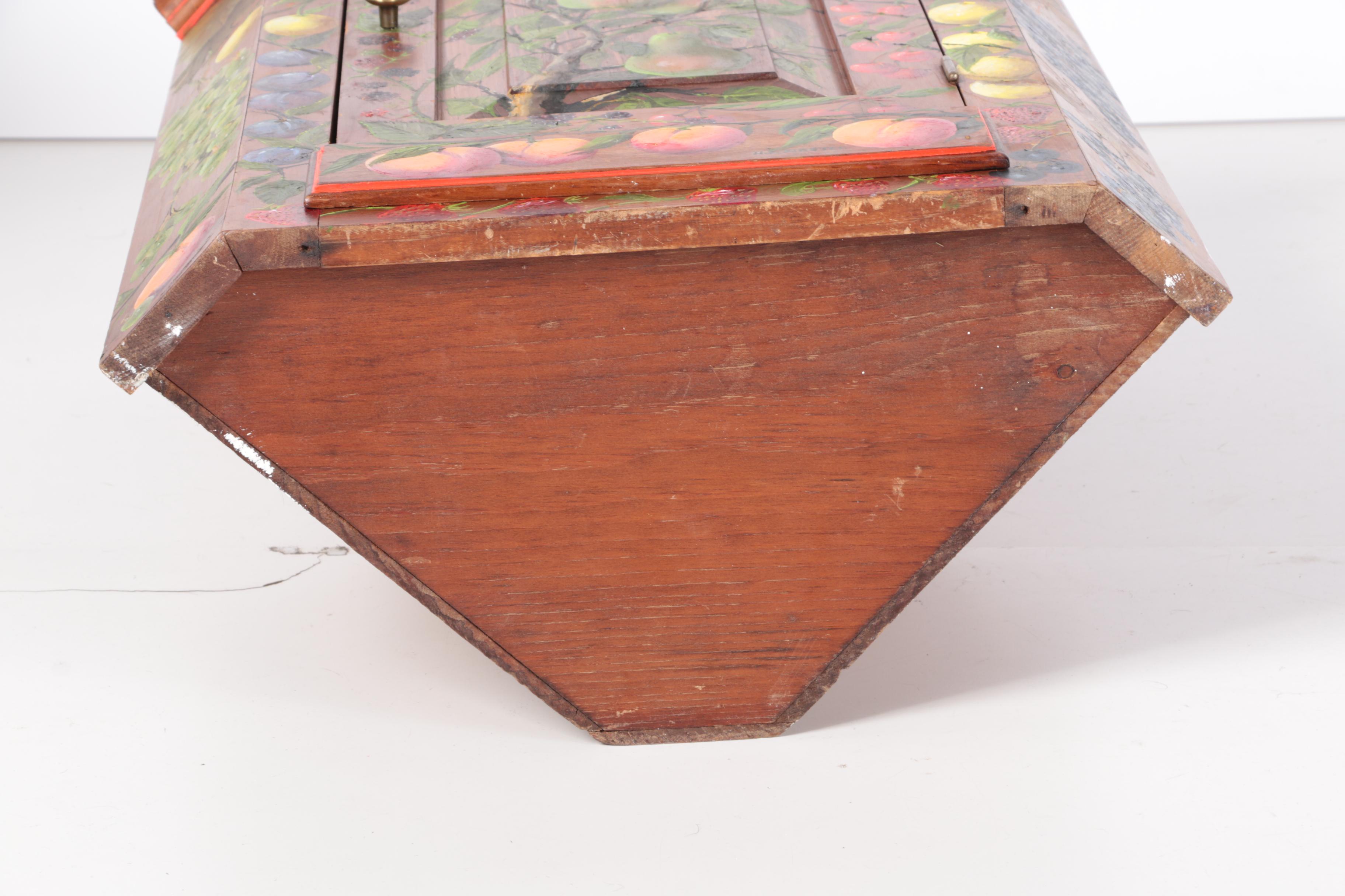 Vintage Folk Art Hanging Corner Cupboard by H.E. Kirstel