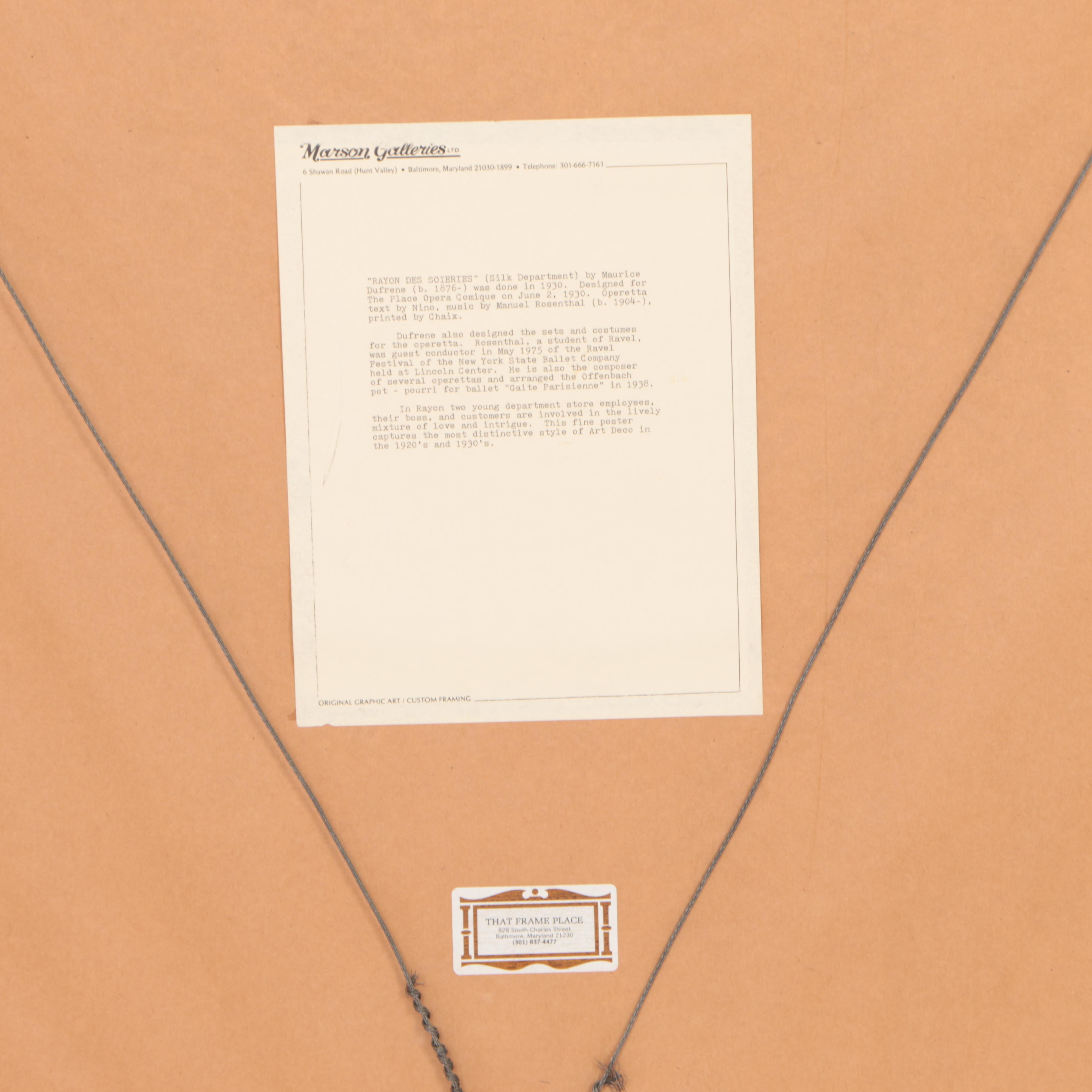 Maurice Dufrene Lithograph Poster "Rayon Des Soieries"