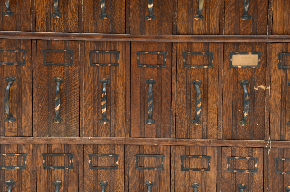 Three Antique Oak Stacked Document Files