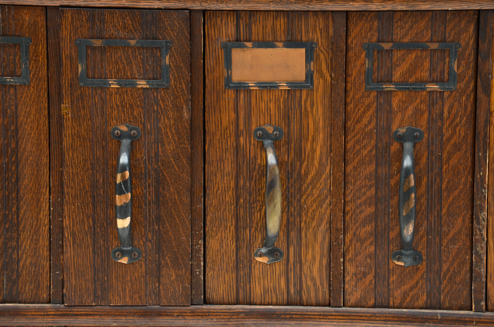 Three Antique Oak Stacked Document Files