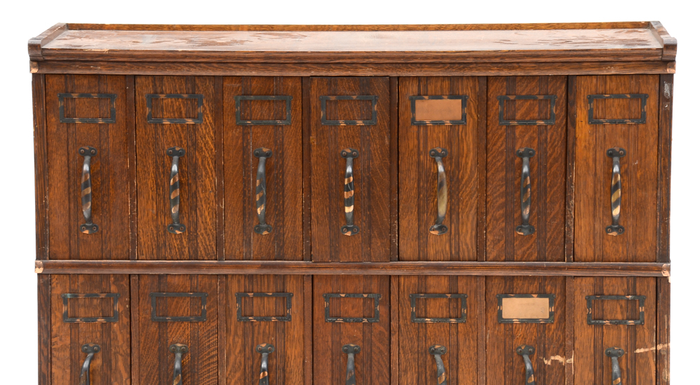 Three Antique Oak Stacked Document Files