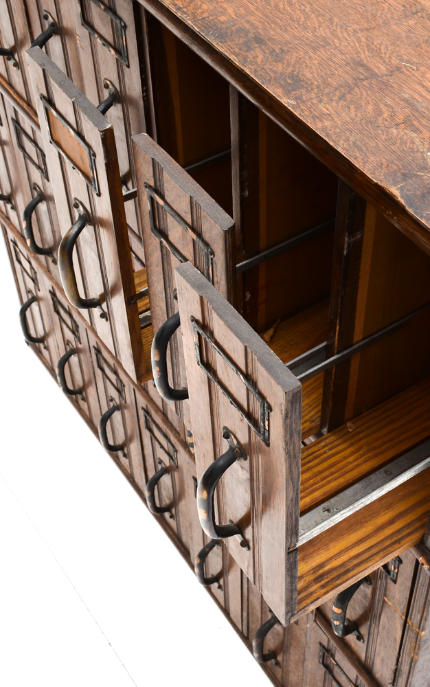 Three Antique Oak Stacked Document Files