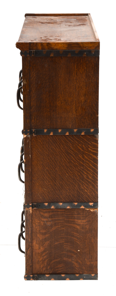 Three Antique Oak Stacked Document Files