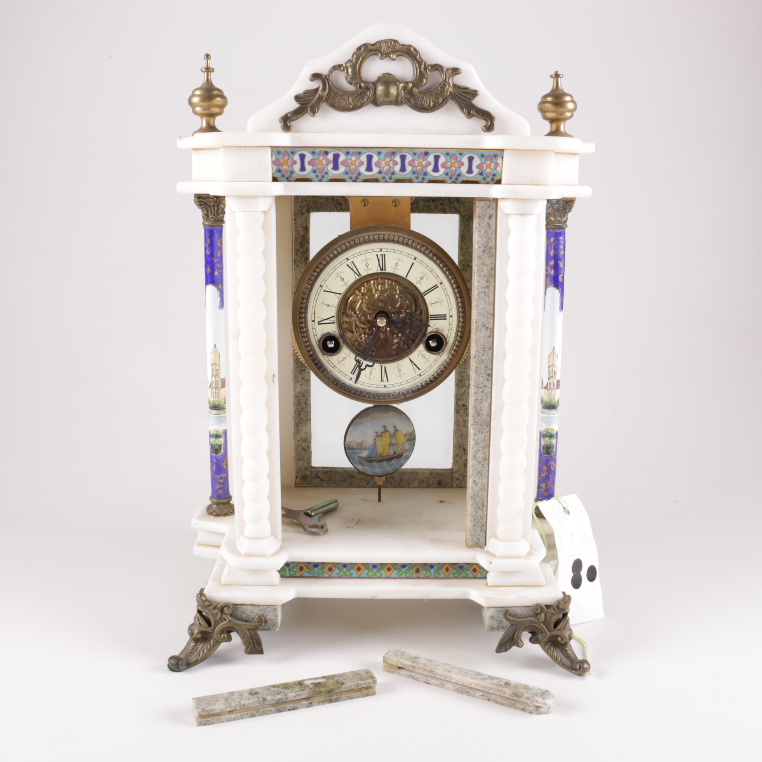 French Style Marble Portico Clock