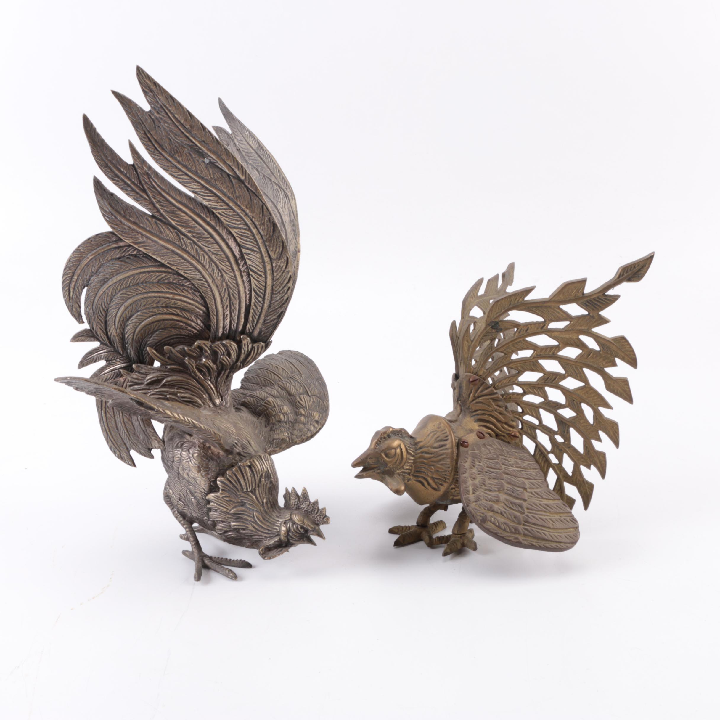 Brass Rooster Figurines