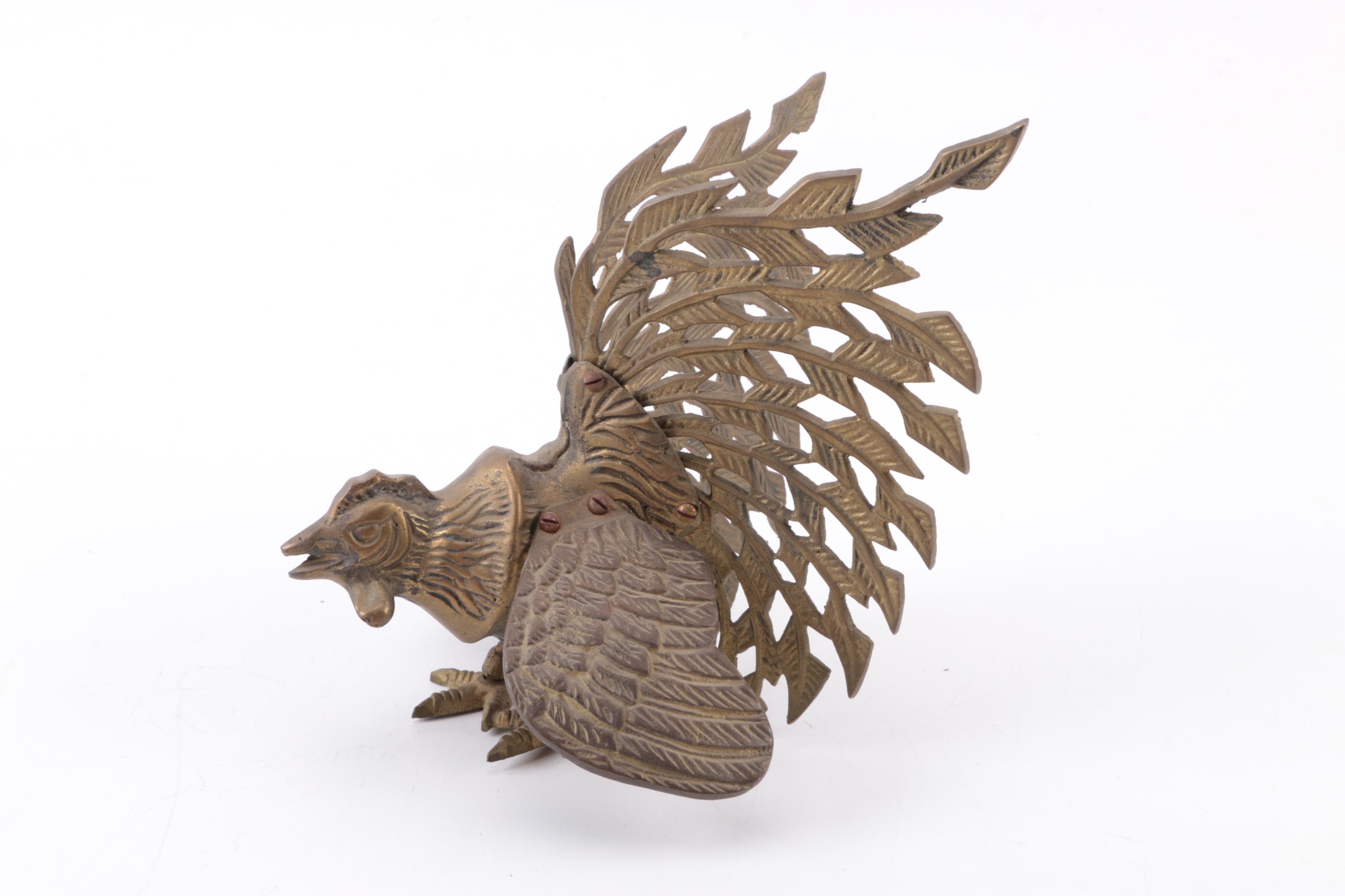 Brass Rooster Figurines