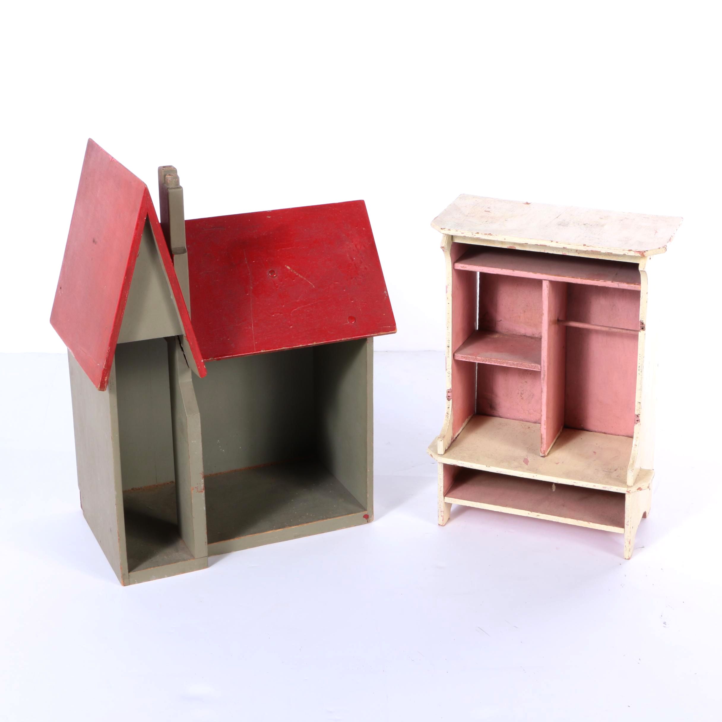 Miniature Dollhouse and Wardrobe