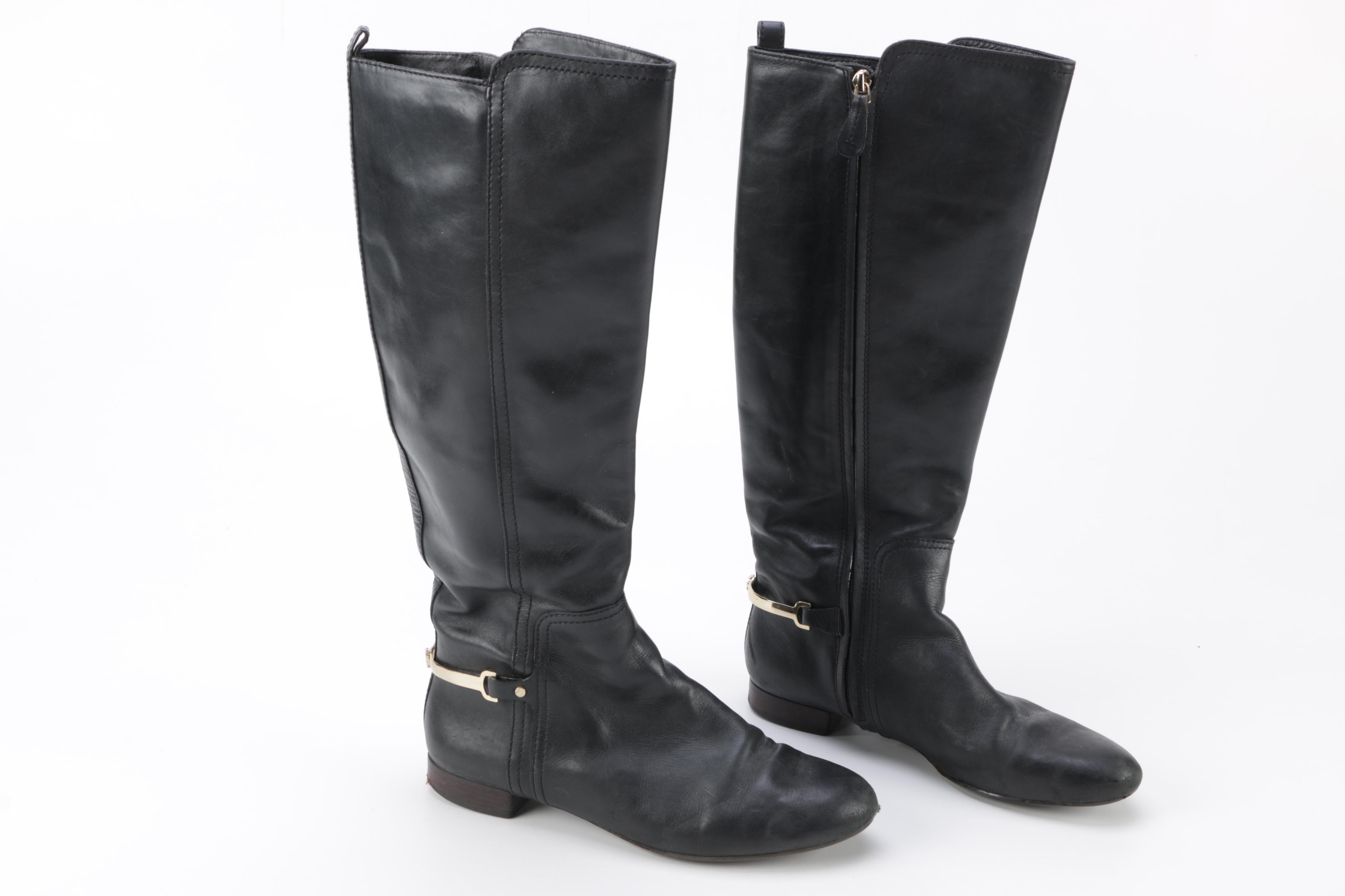 Black Leather Tory Burch Boots