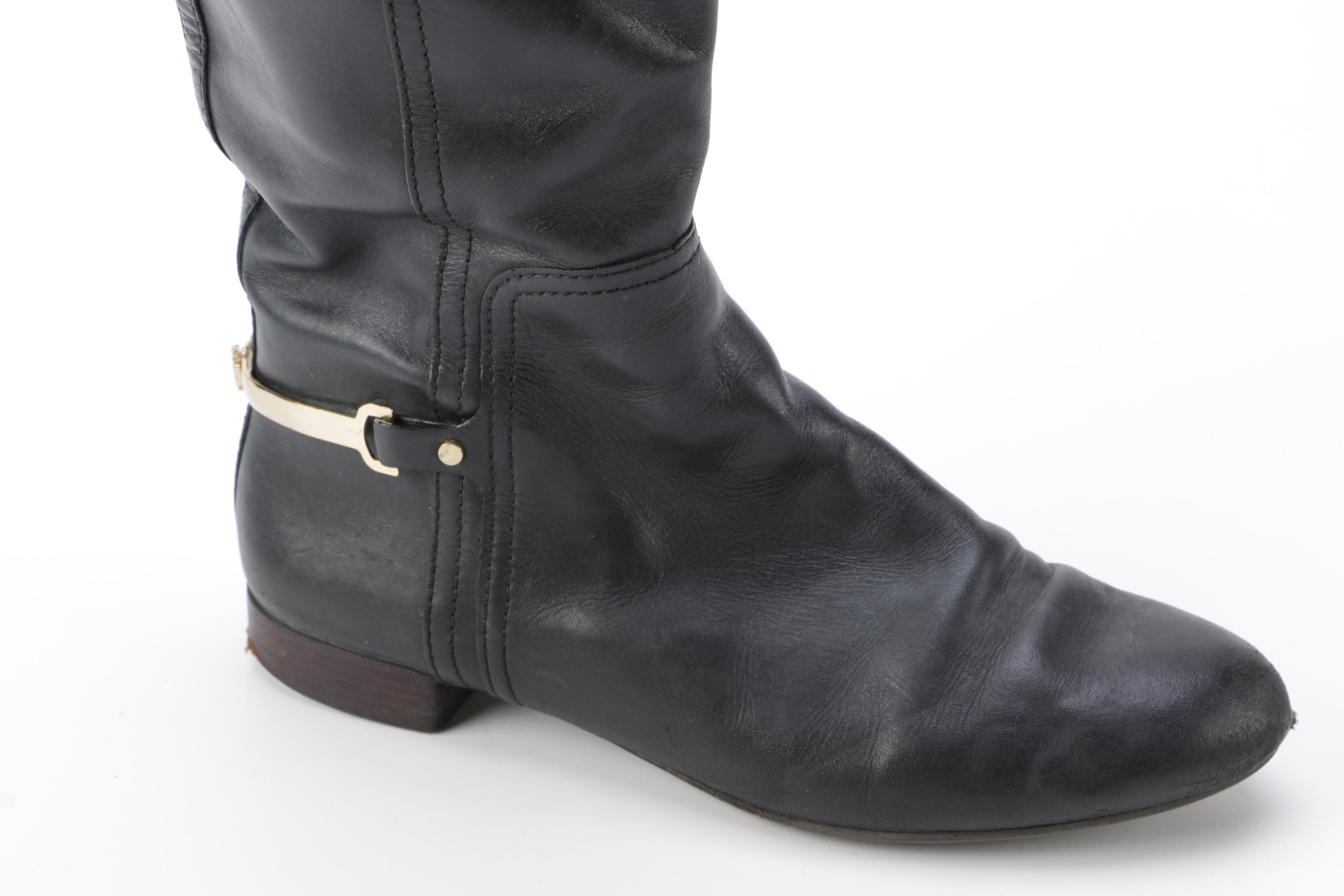 Black Leather Tory Burch Boots
